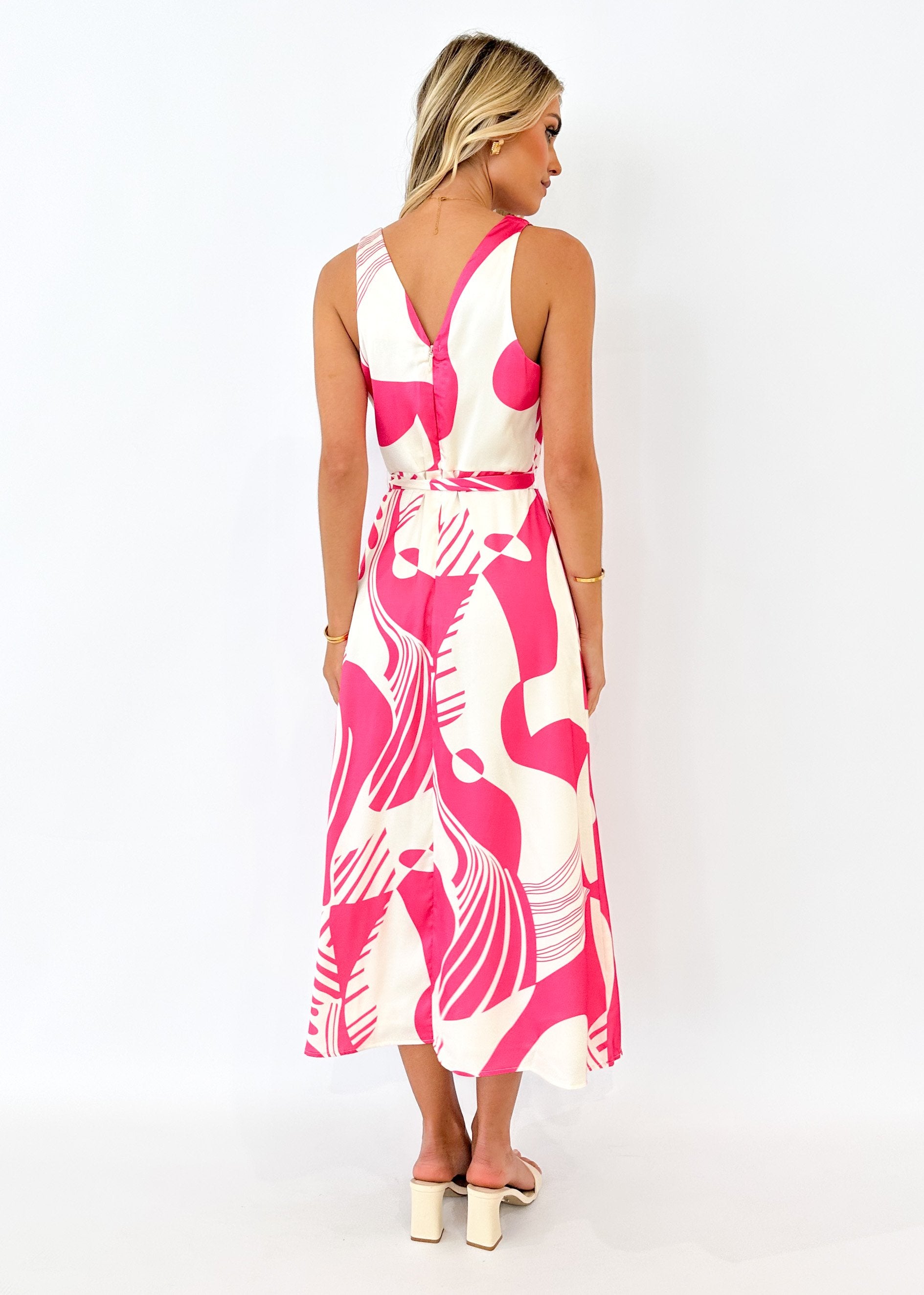 Palique Midi Dress - Pink Abstract
