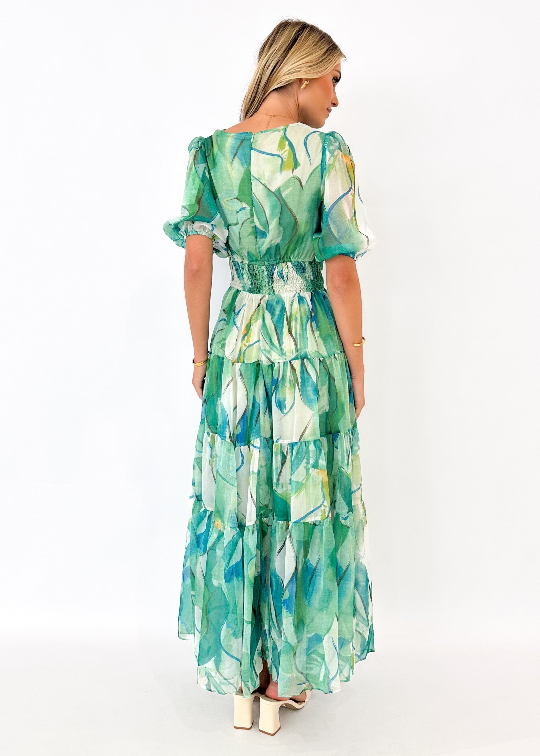 Laylor Maxi Dress - Green Watercolour