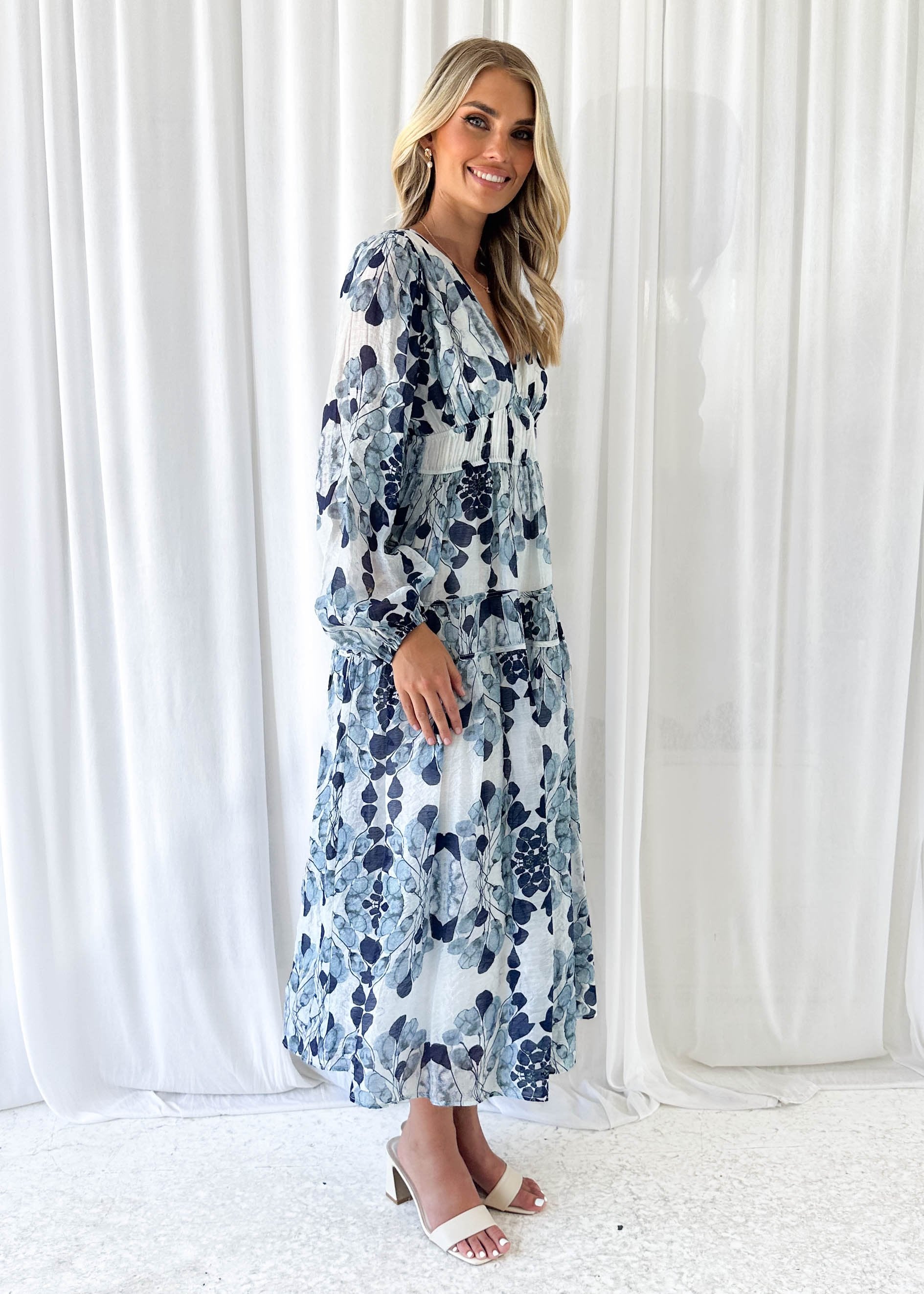 Alissah Midi Dress - Blue Blossom