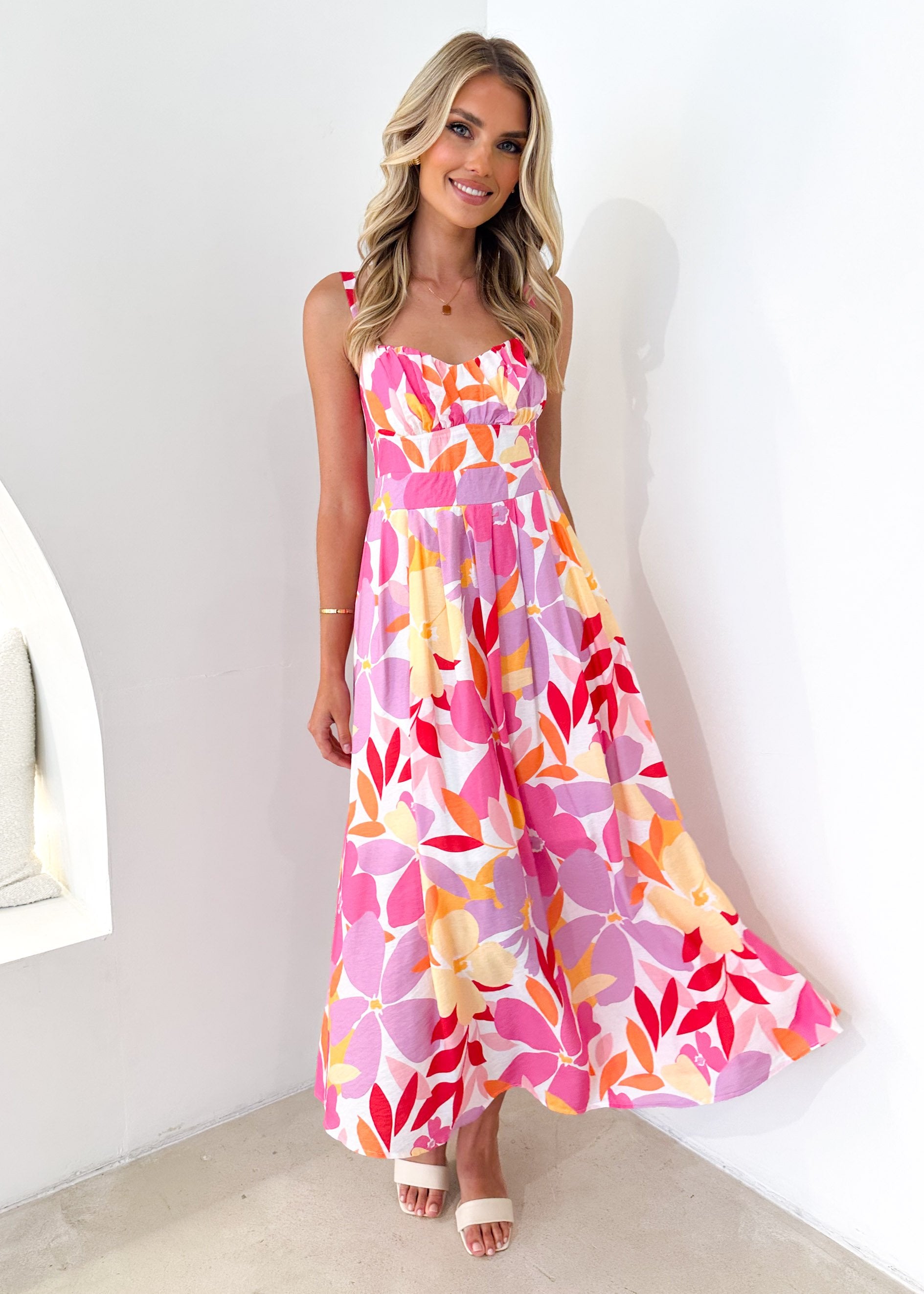 Abyer Maxi Dress - Pink Floral
