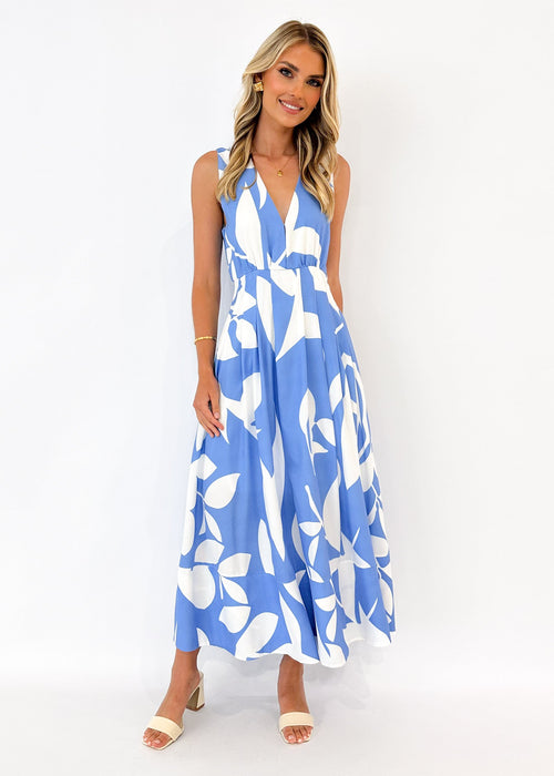 Laylo Halter Maxi Dress - Blue Floral