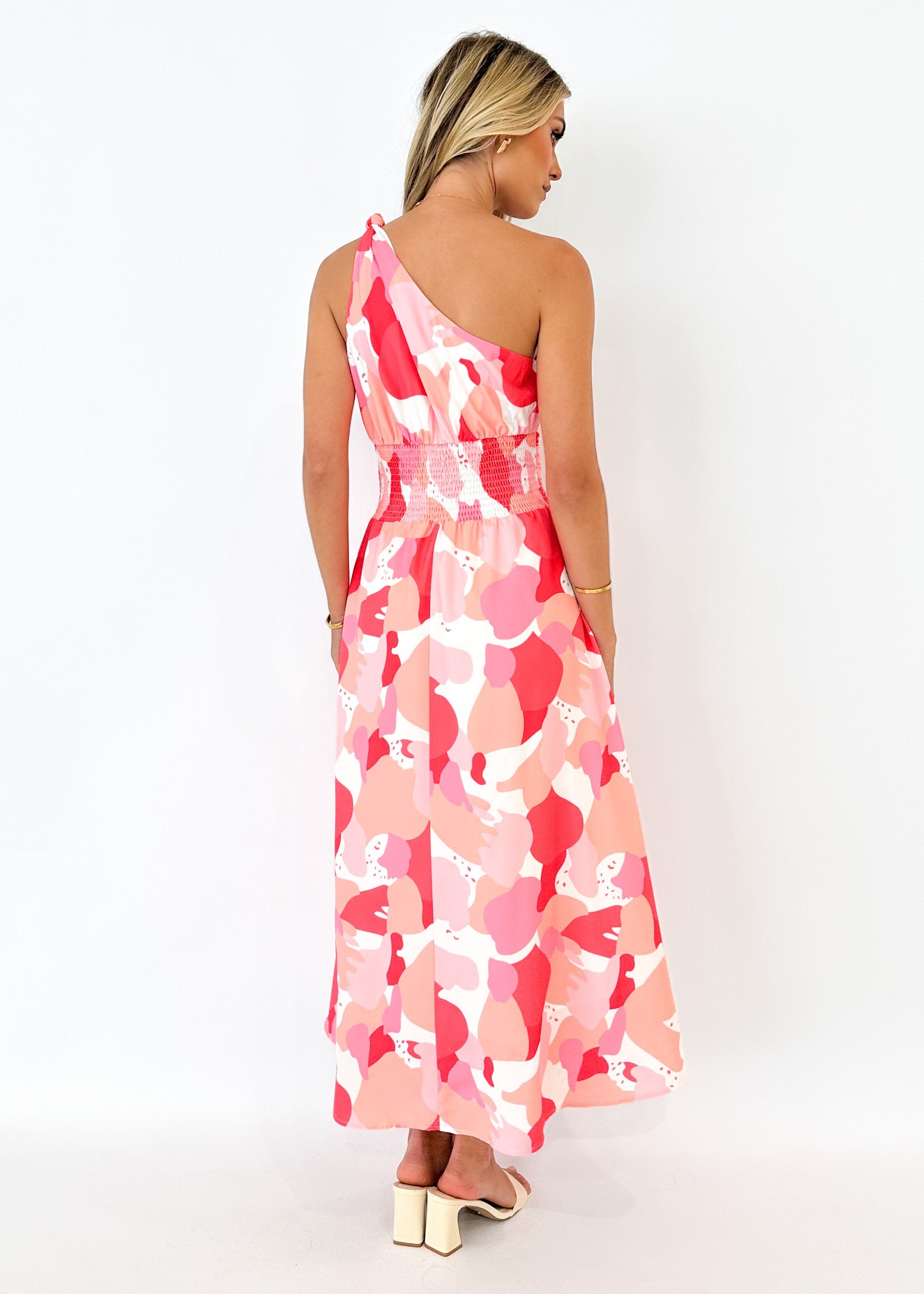 Oara One Shoulder Maxi Dress - Pink Floral