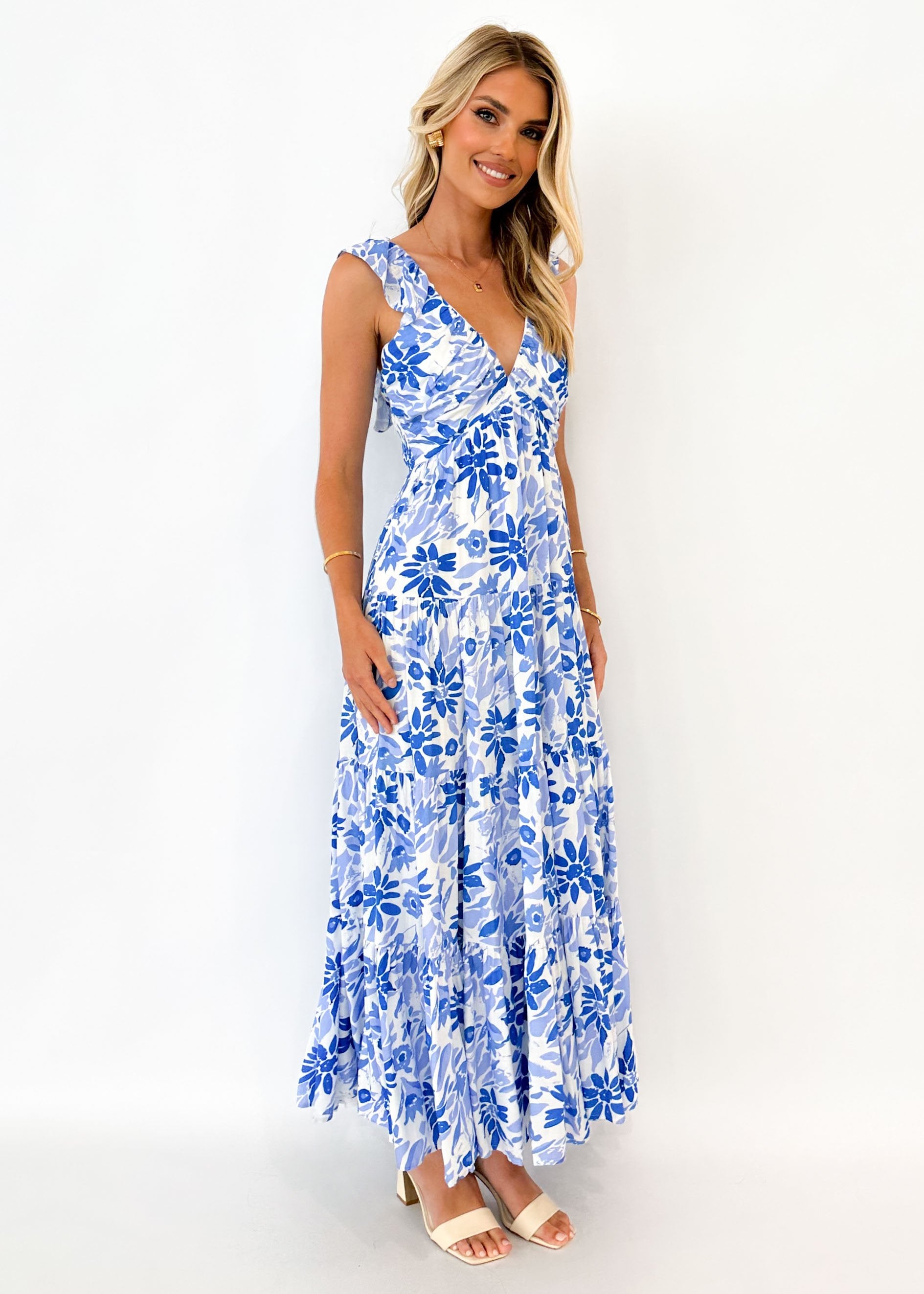 Mayso Maxi Dress - Blue Floral