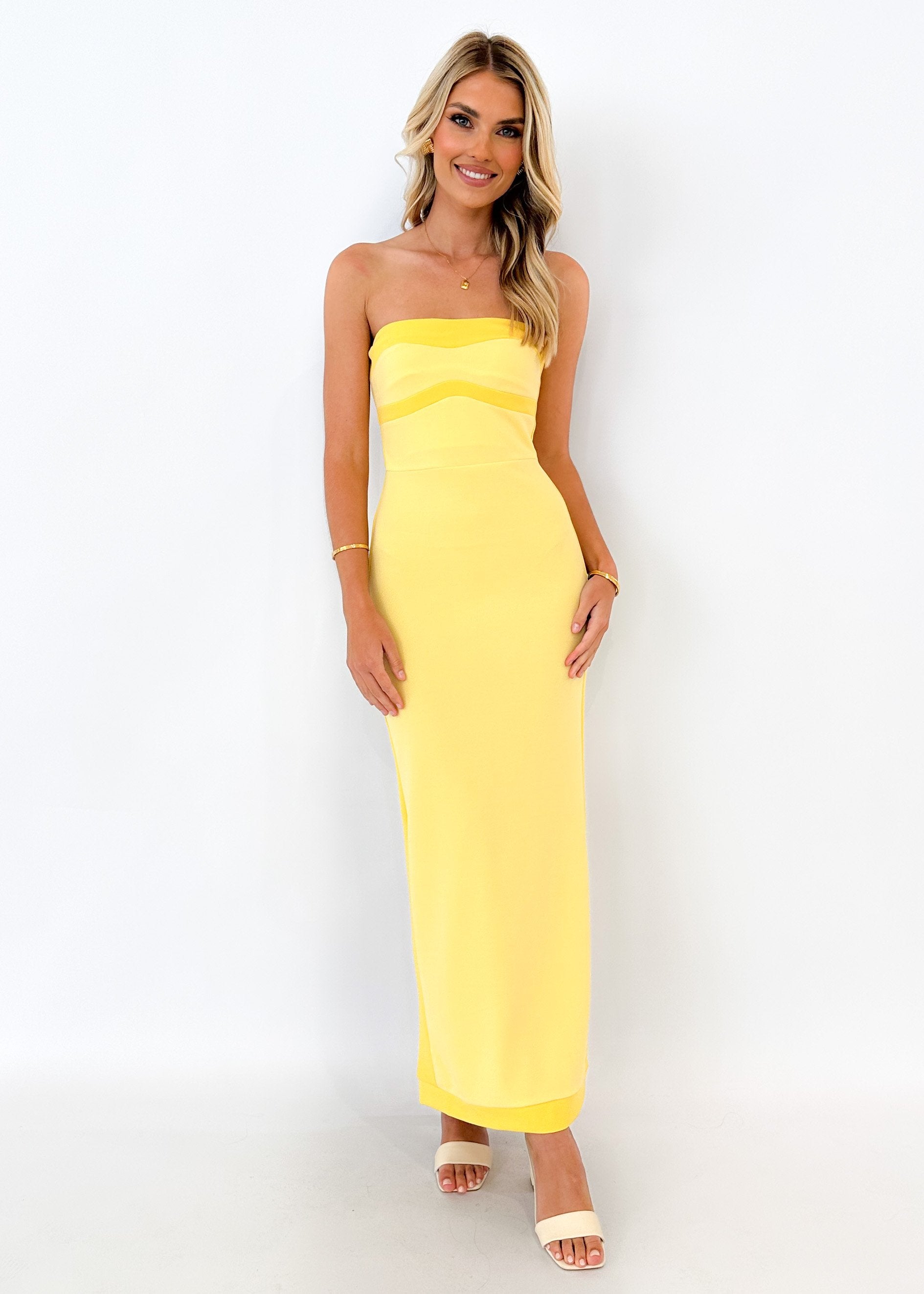 Athena Strapless Maxi Dress - Lemon
