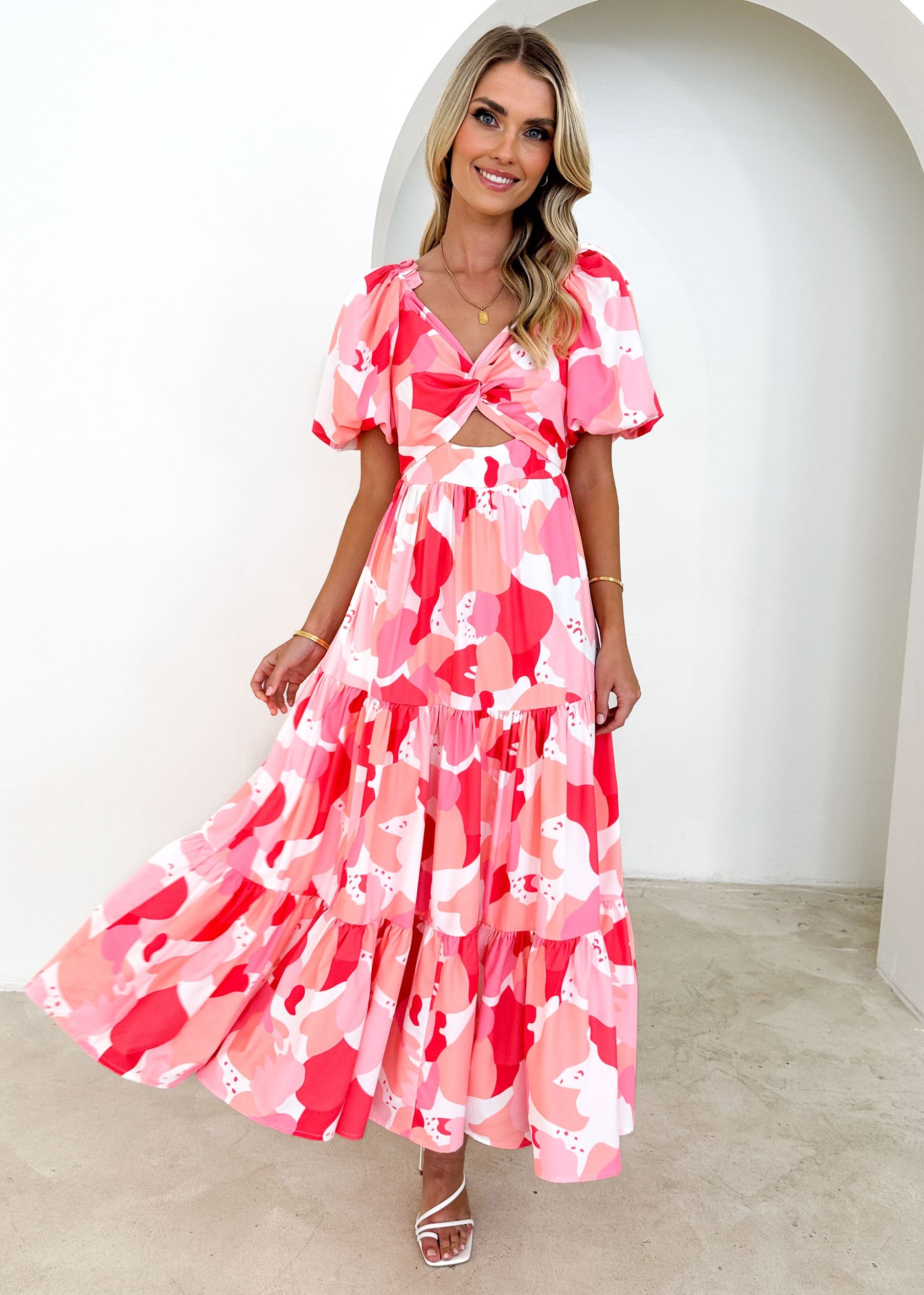 Narlo Off Shoulder Maxi Dress - Pink Floral