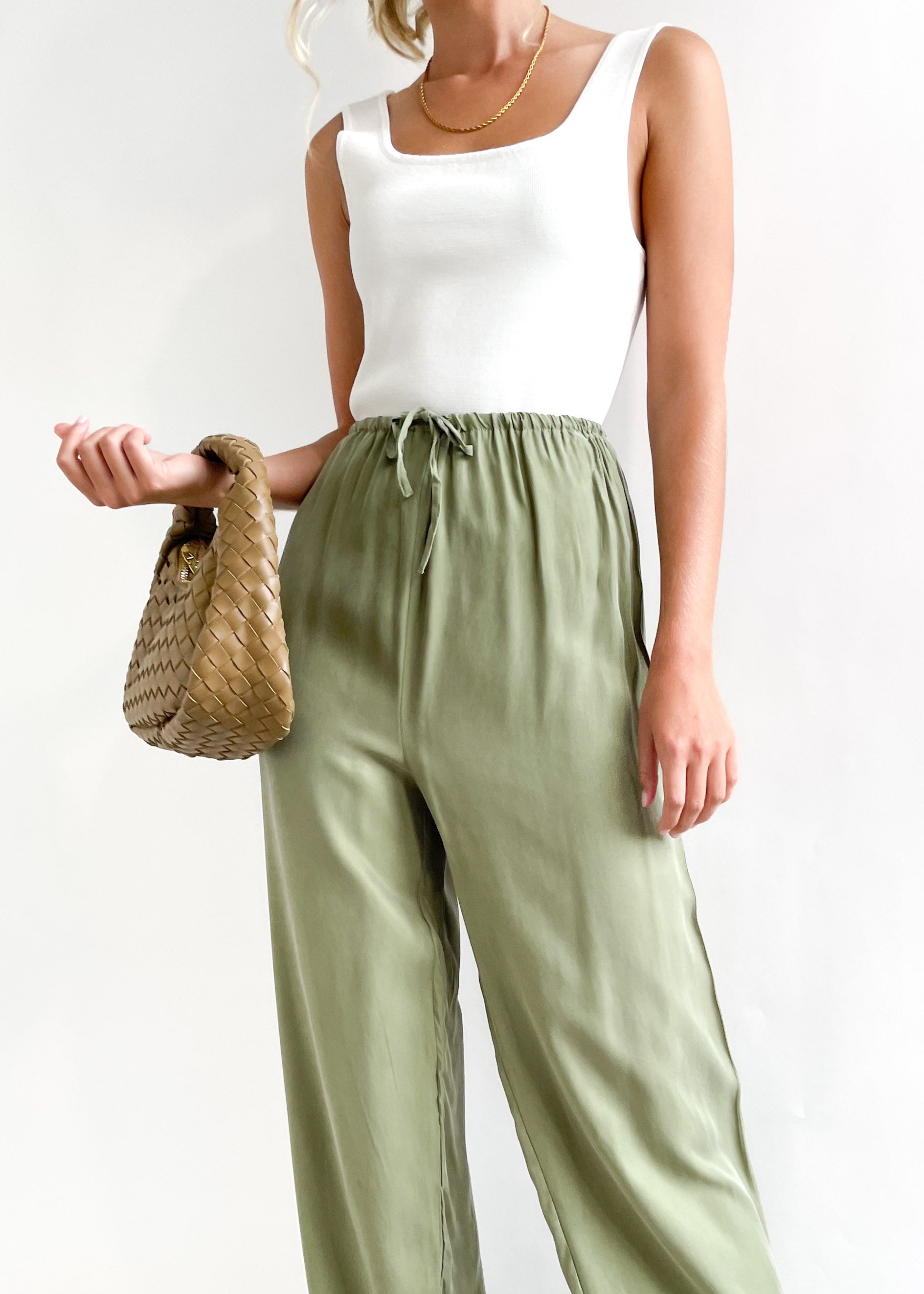 Sirene Cupro Pants - Olive