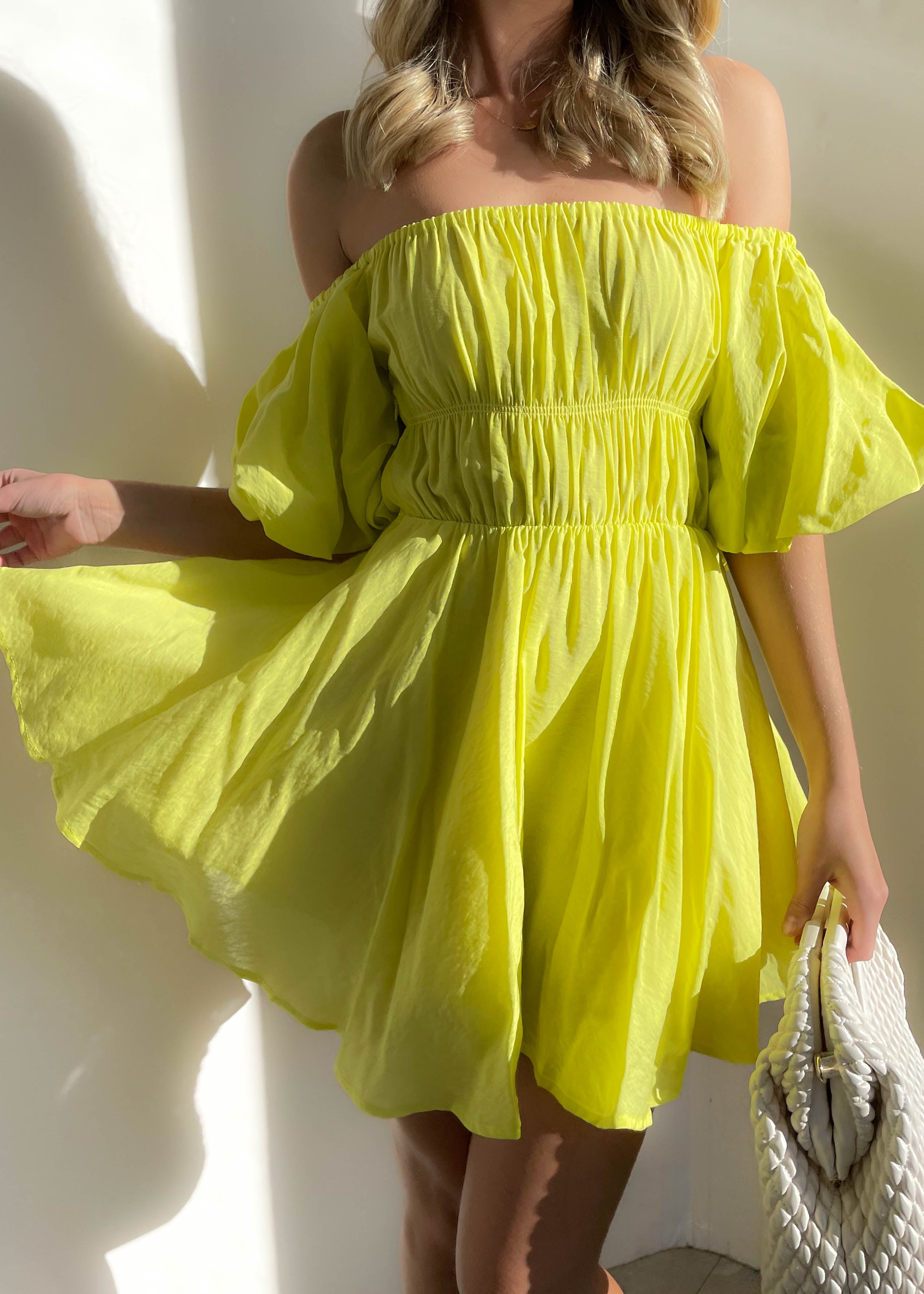 Tami Off Shoulder Dress - Lime