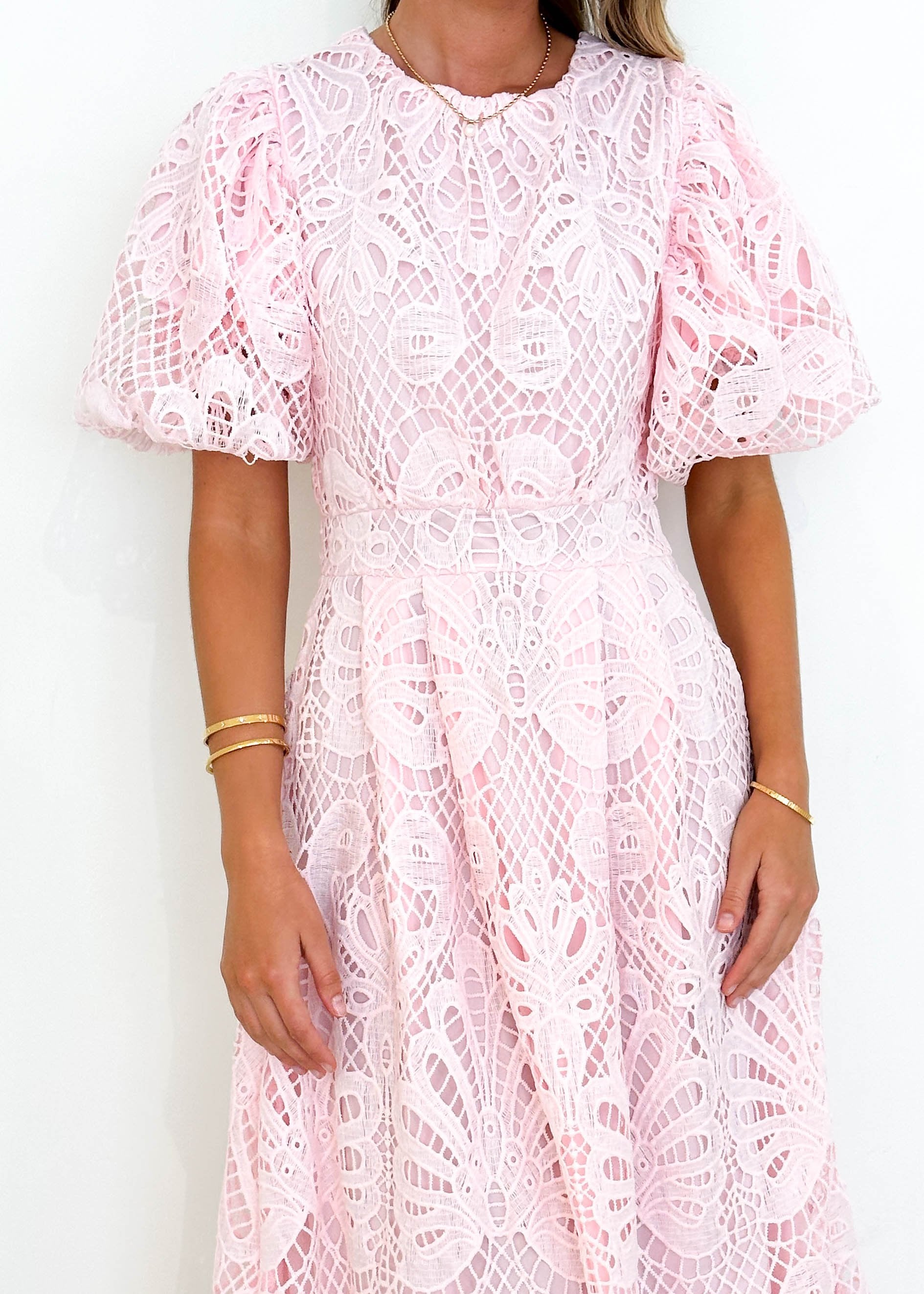 Lisa Lace Midi Dress - Pink