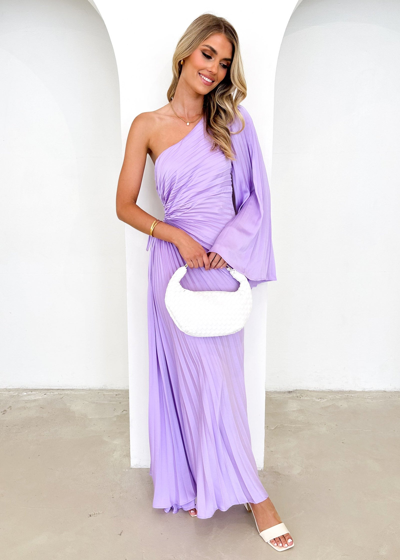 lilac one shoulder maxi dress Amore One Shoulder Midi Dress