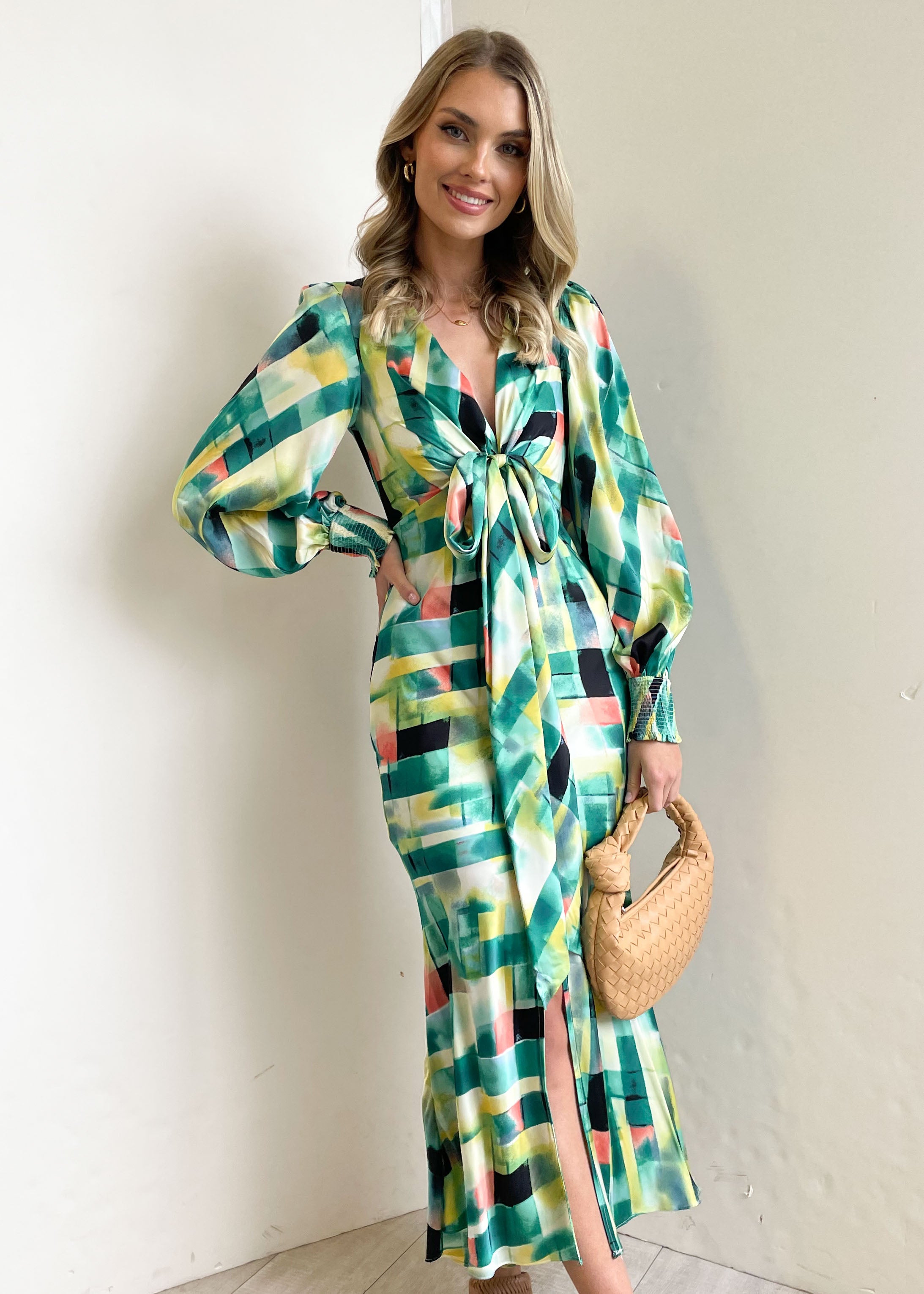 Alexah Maxi Dress - Green Geo