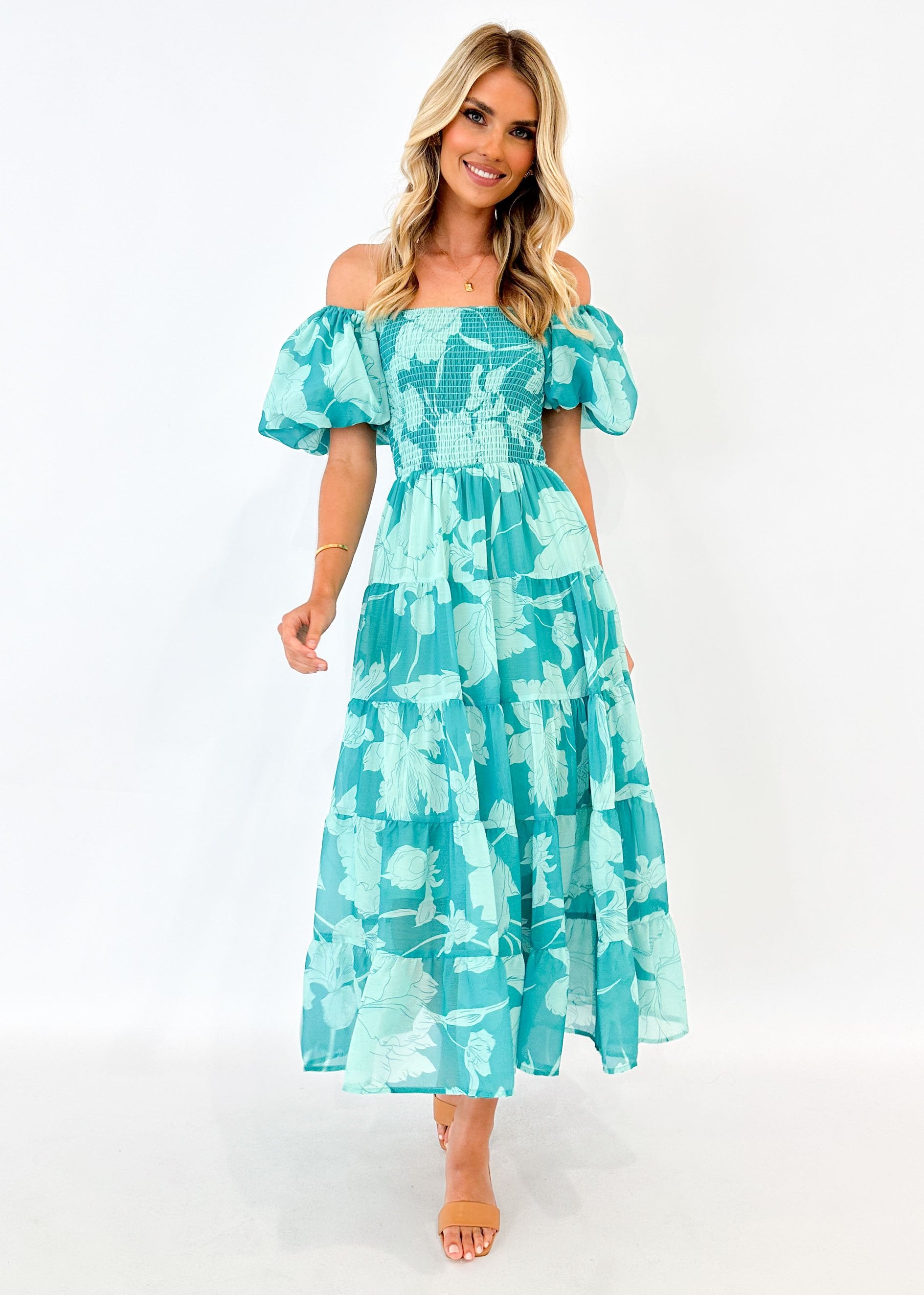 Lanco Maxi Dress - Aqua Floral