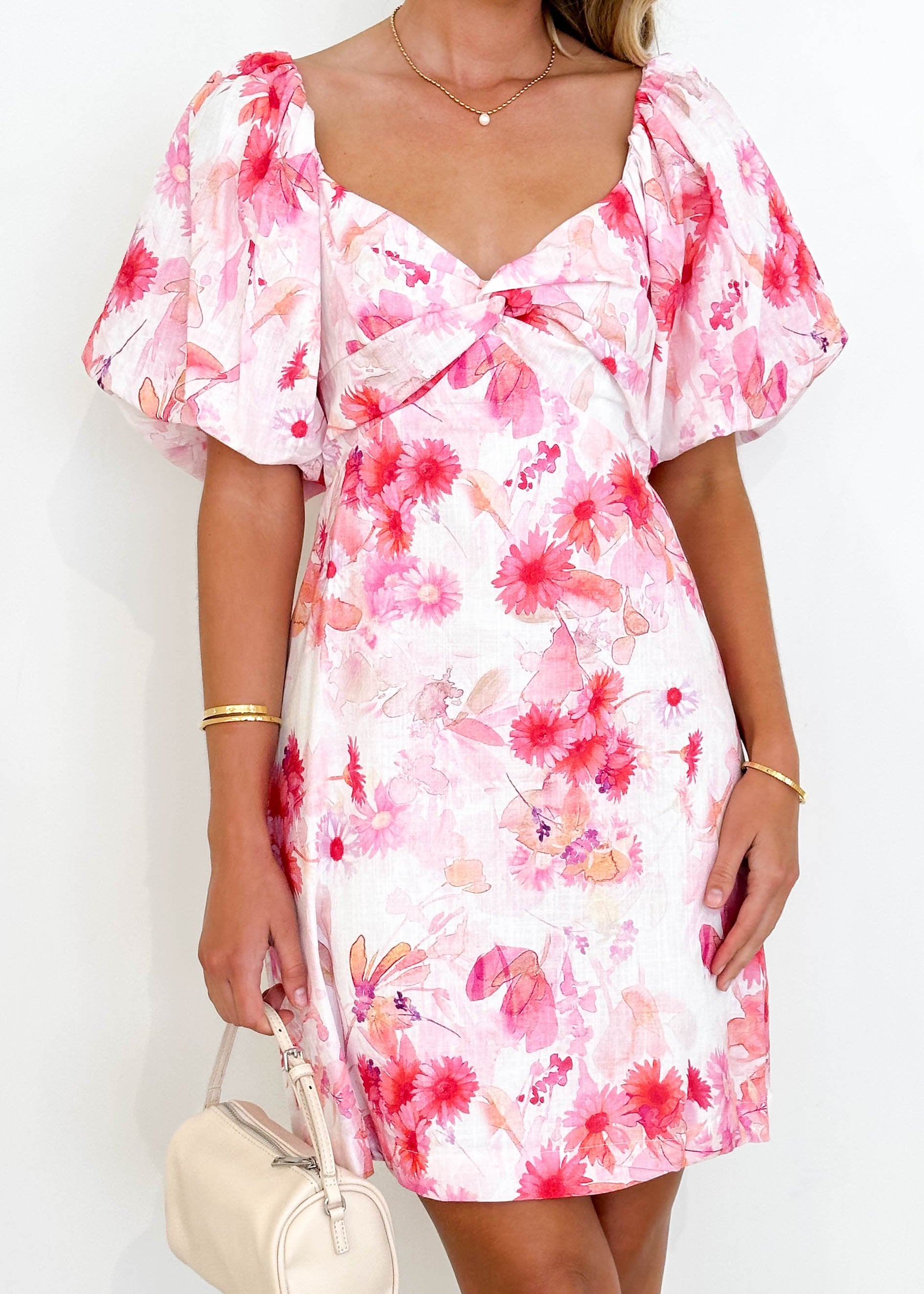 Athy Off Shoulder Dress - Pink Floral