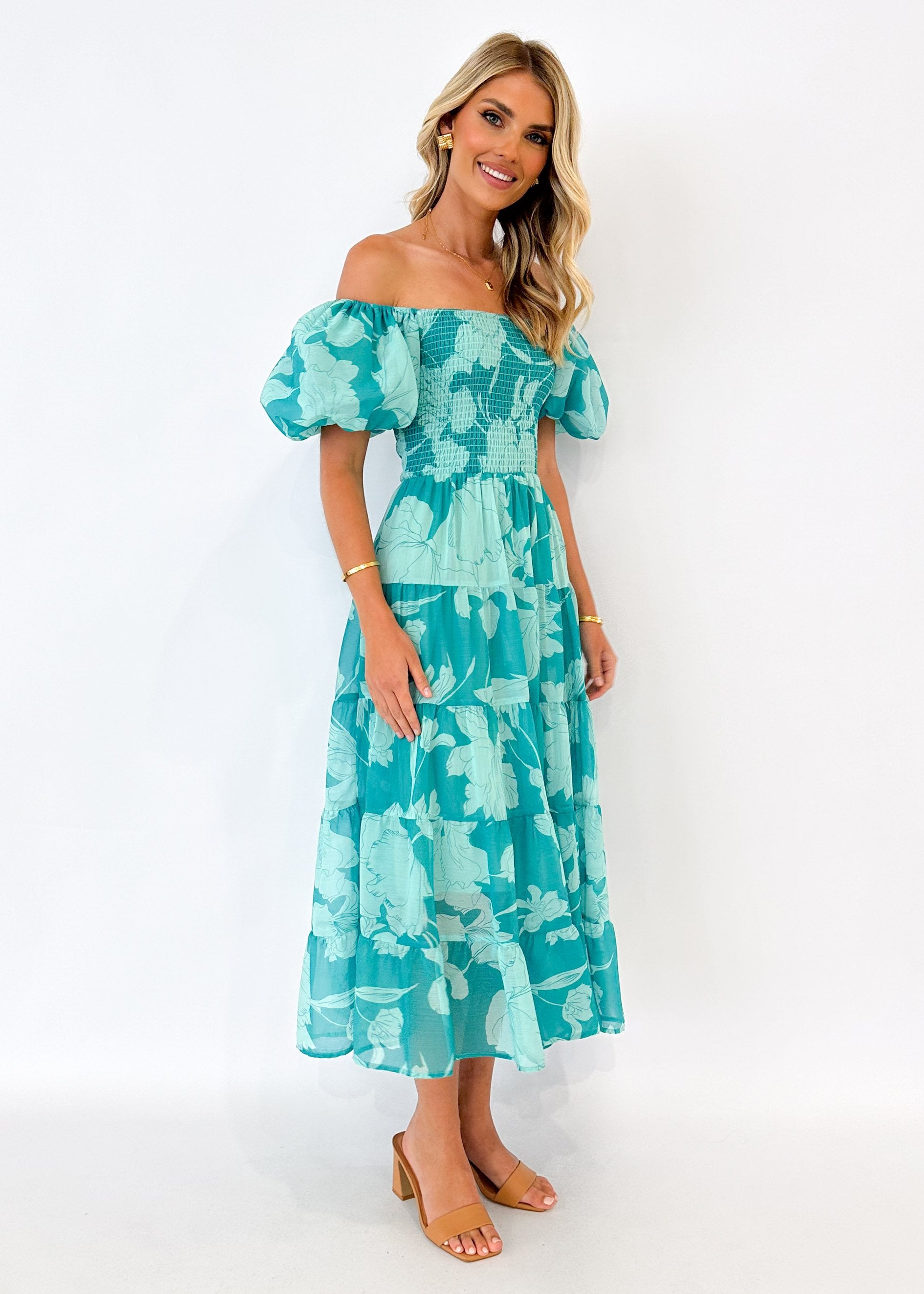 Lanco Maxi Dress - Aqua Floral
