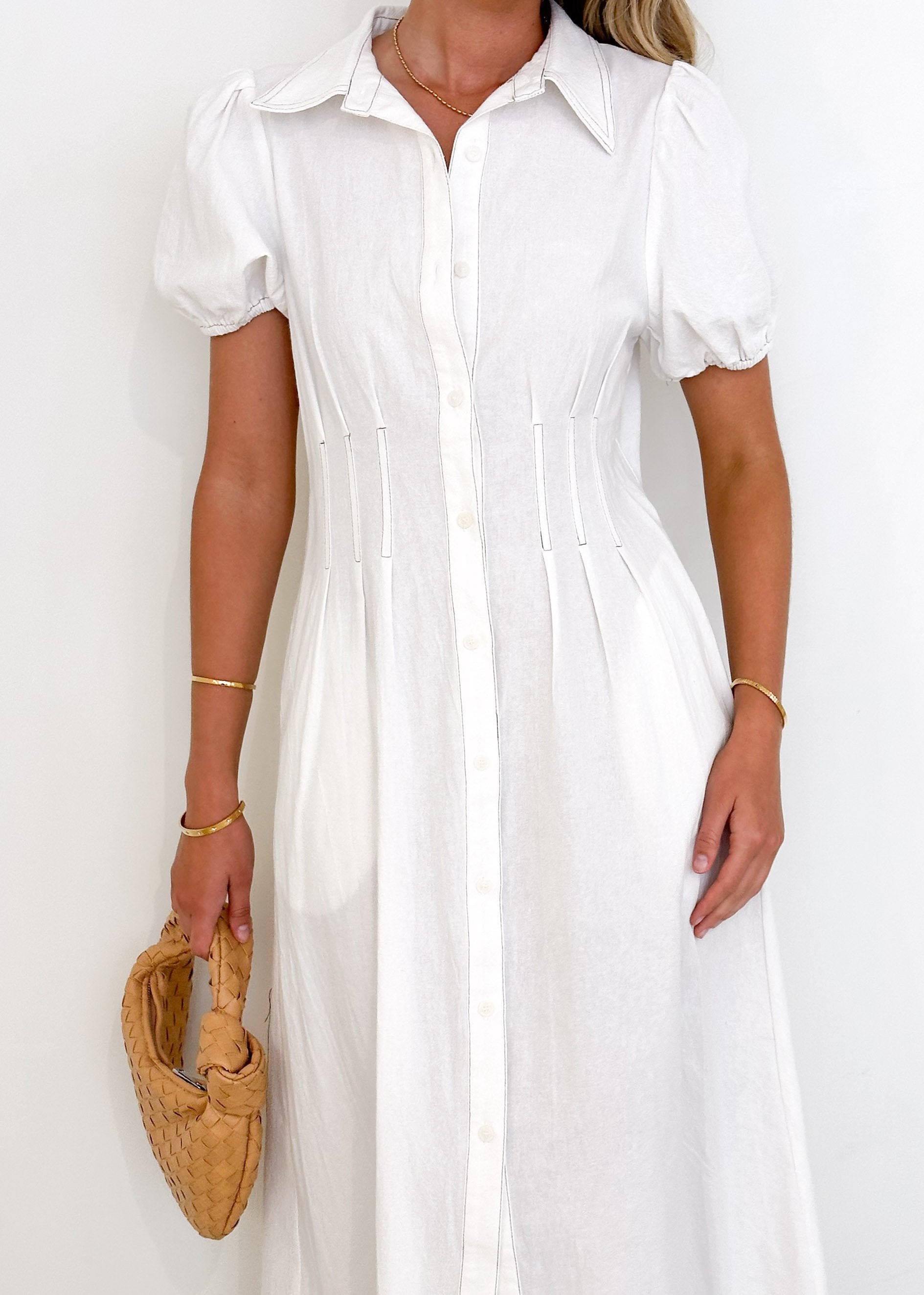 Magy Stretch Midi Dress - Off White