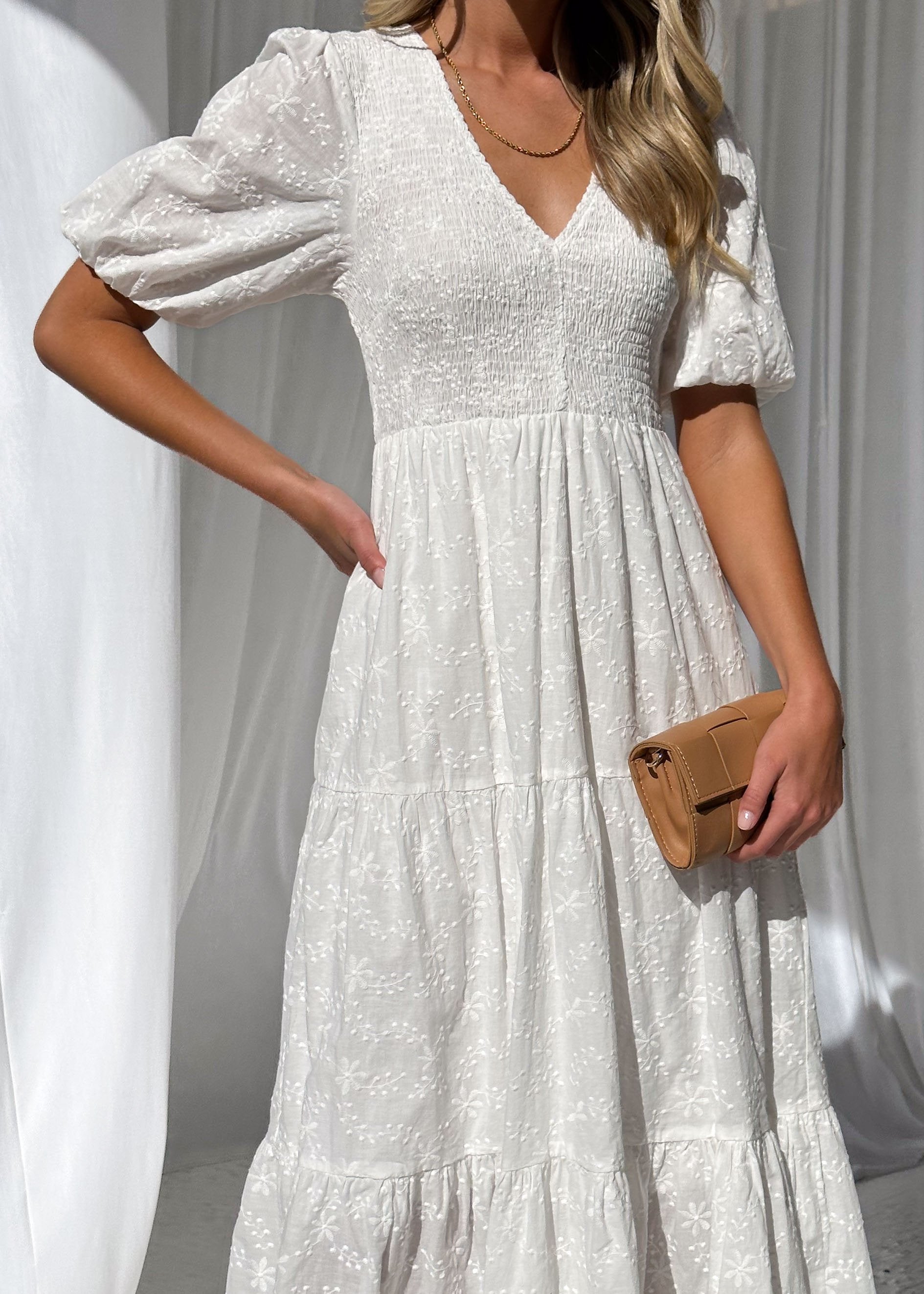 Algarve Maxi Dress - White Anglaise