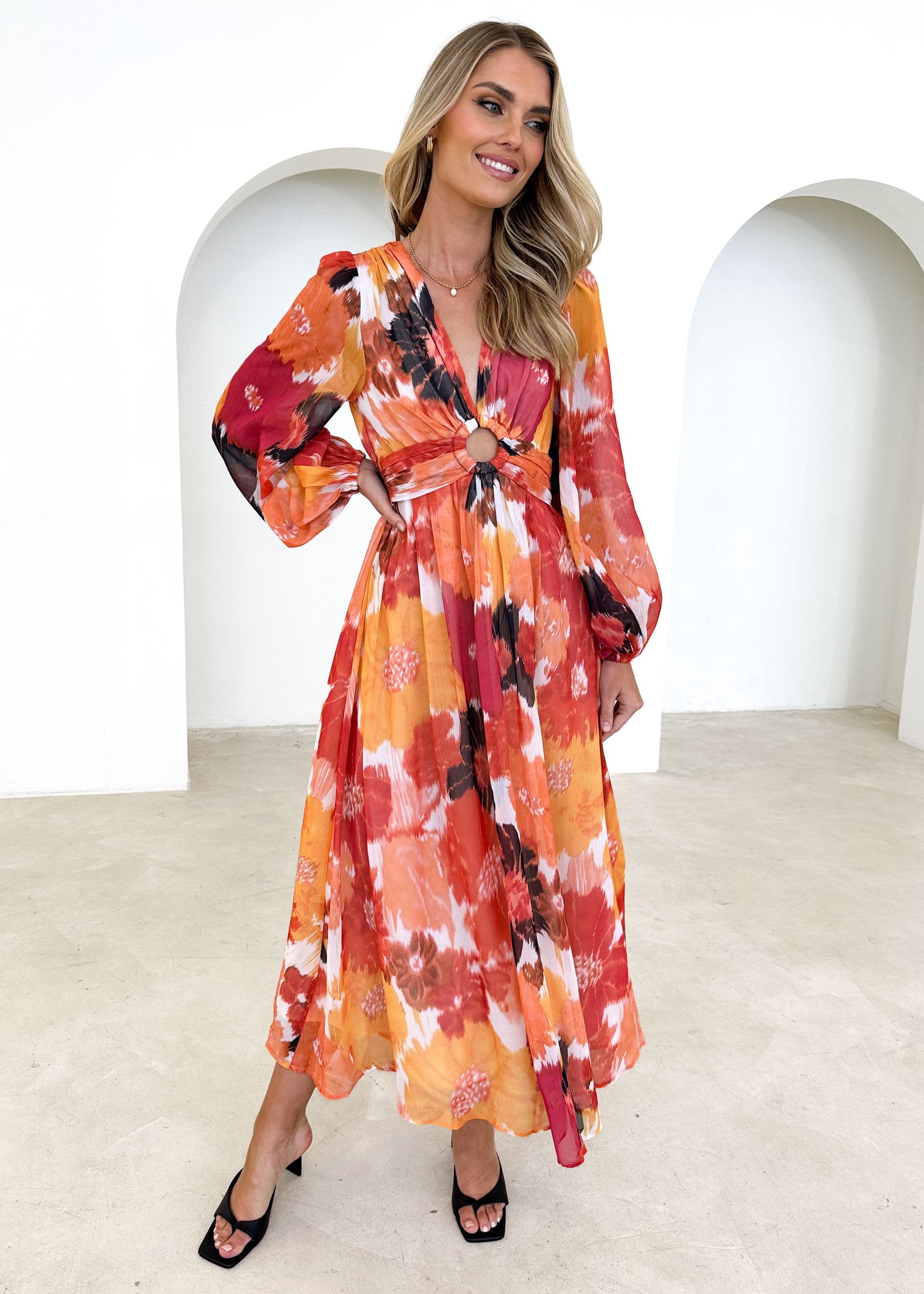 Troppia Maxi Dress - Tangerine Floral