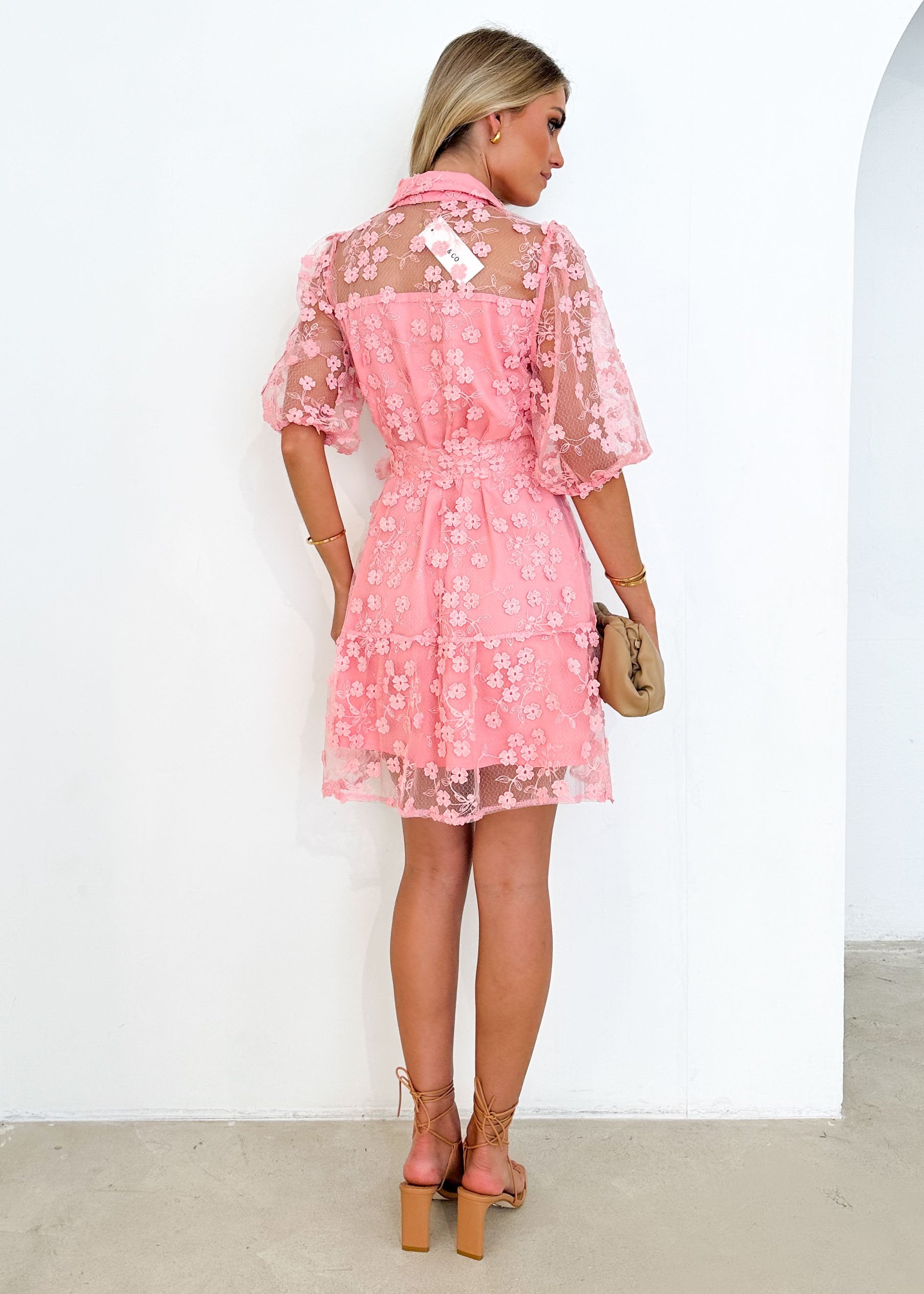 Riteski Embroidered Dress - Pink