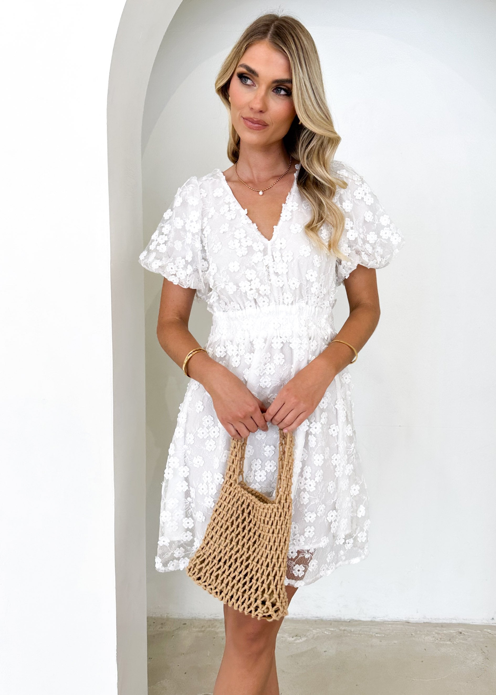 Falta Embroidered Dress - Off White