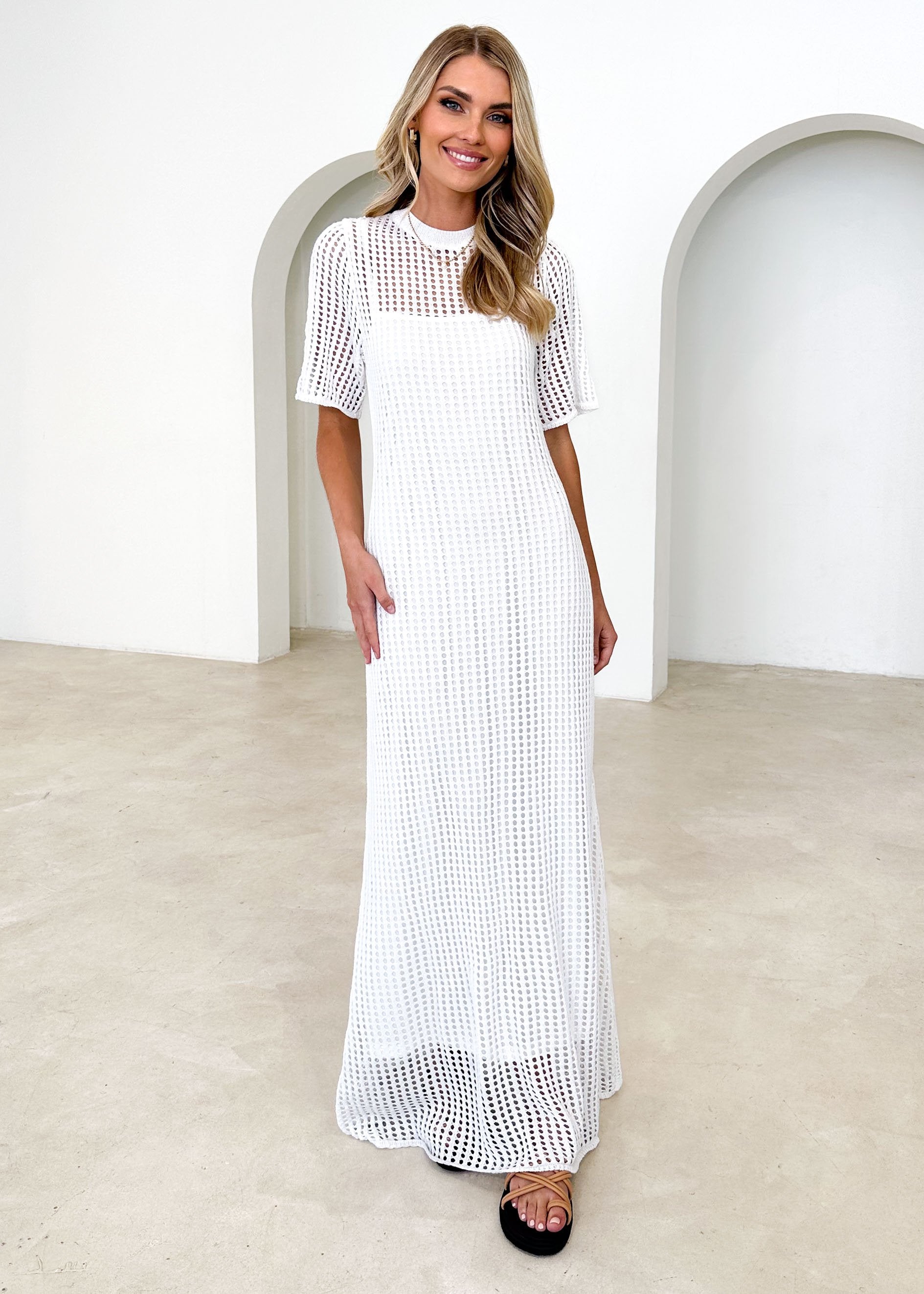 Vivvy Crochet Maxi Dress - Off White