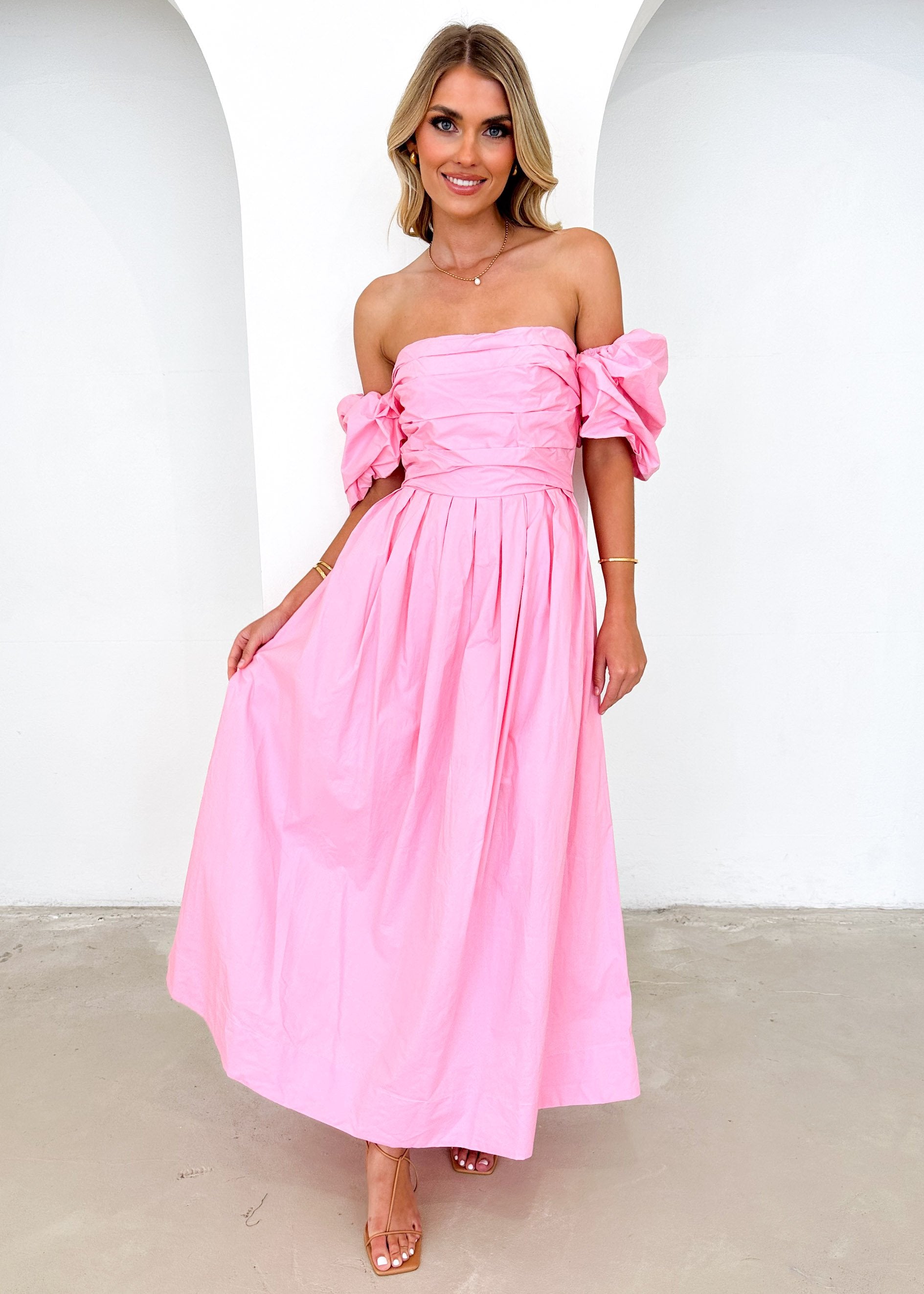 Yuka Off Shoulder Maxi Dress - Pink