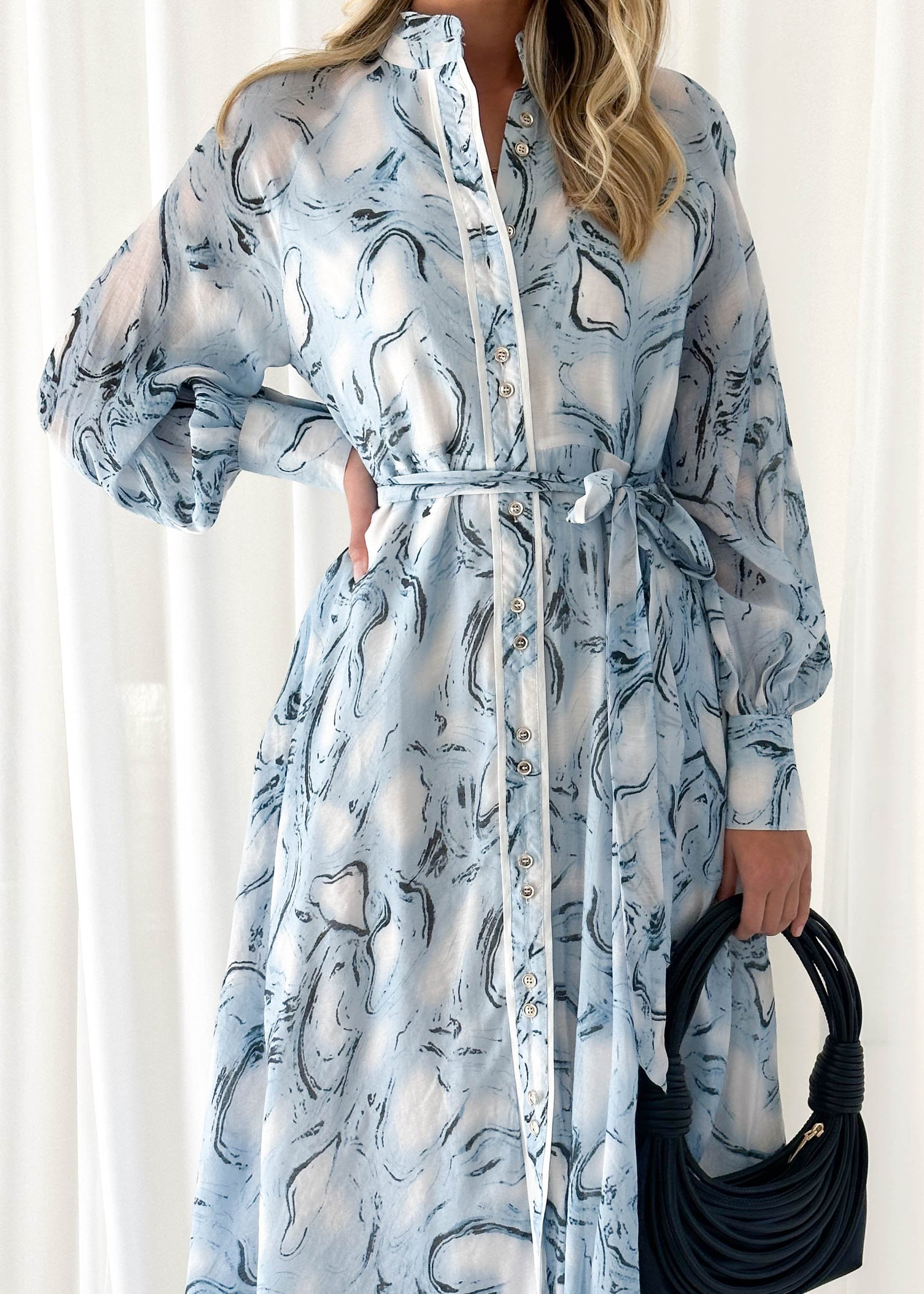 Elaria Midi Dress - Blue Swirl