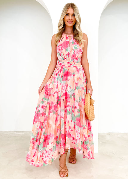 Zanettie Midi Dress - Pink Floral