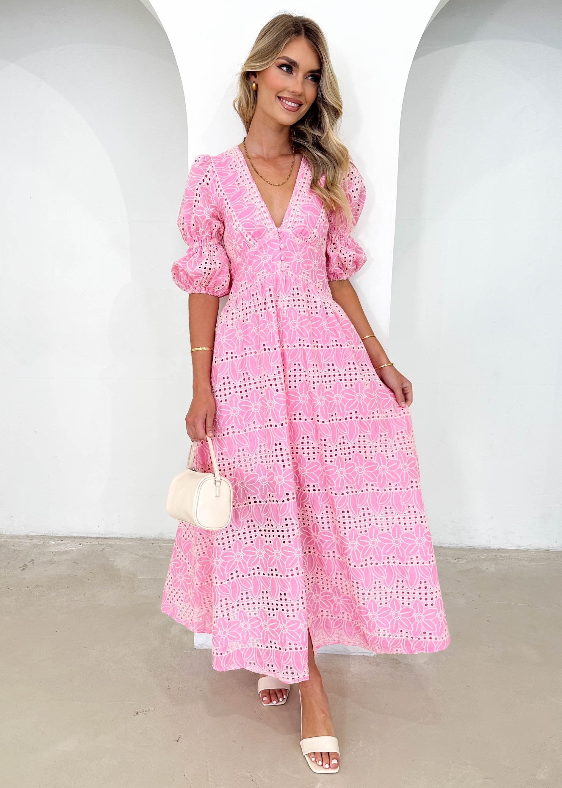 Obella Maxi Dress - Pink Anglaise