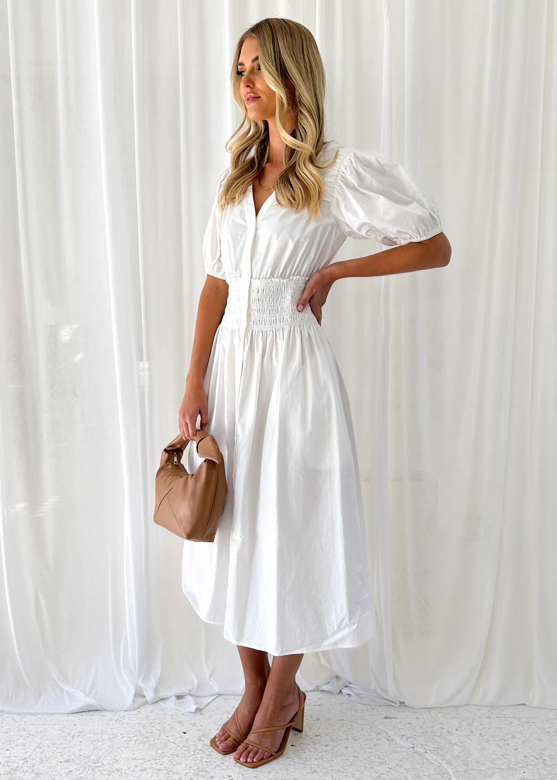 Pressy Midi Dress - Off White