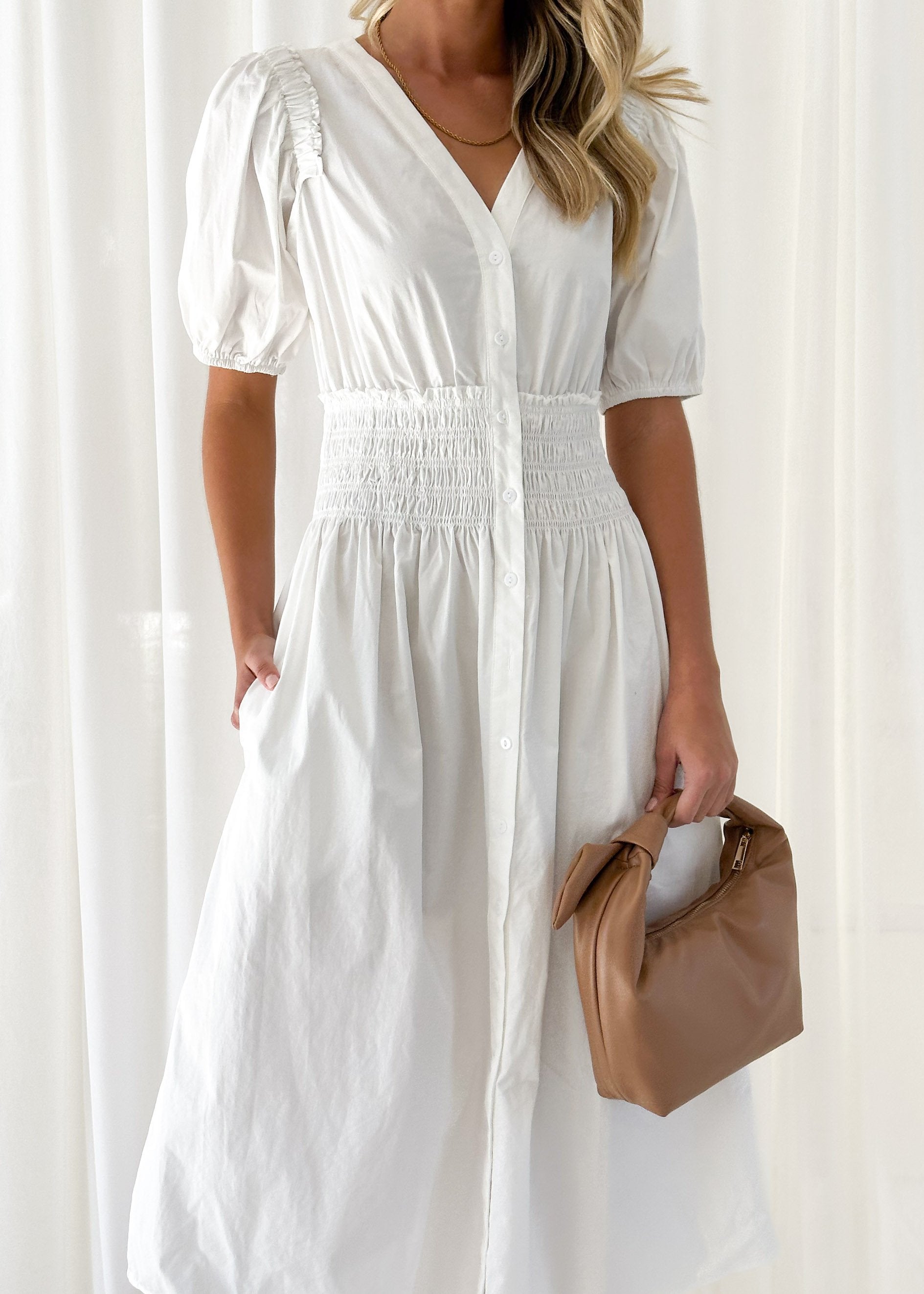 Pressy Midi Dress - Off White