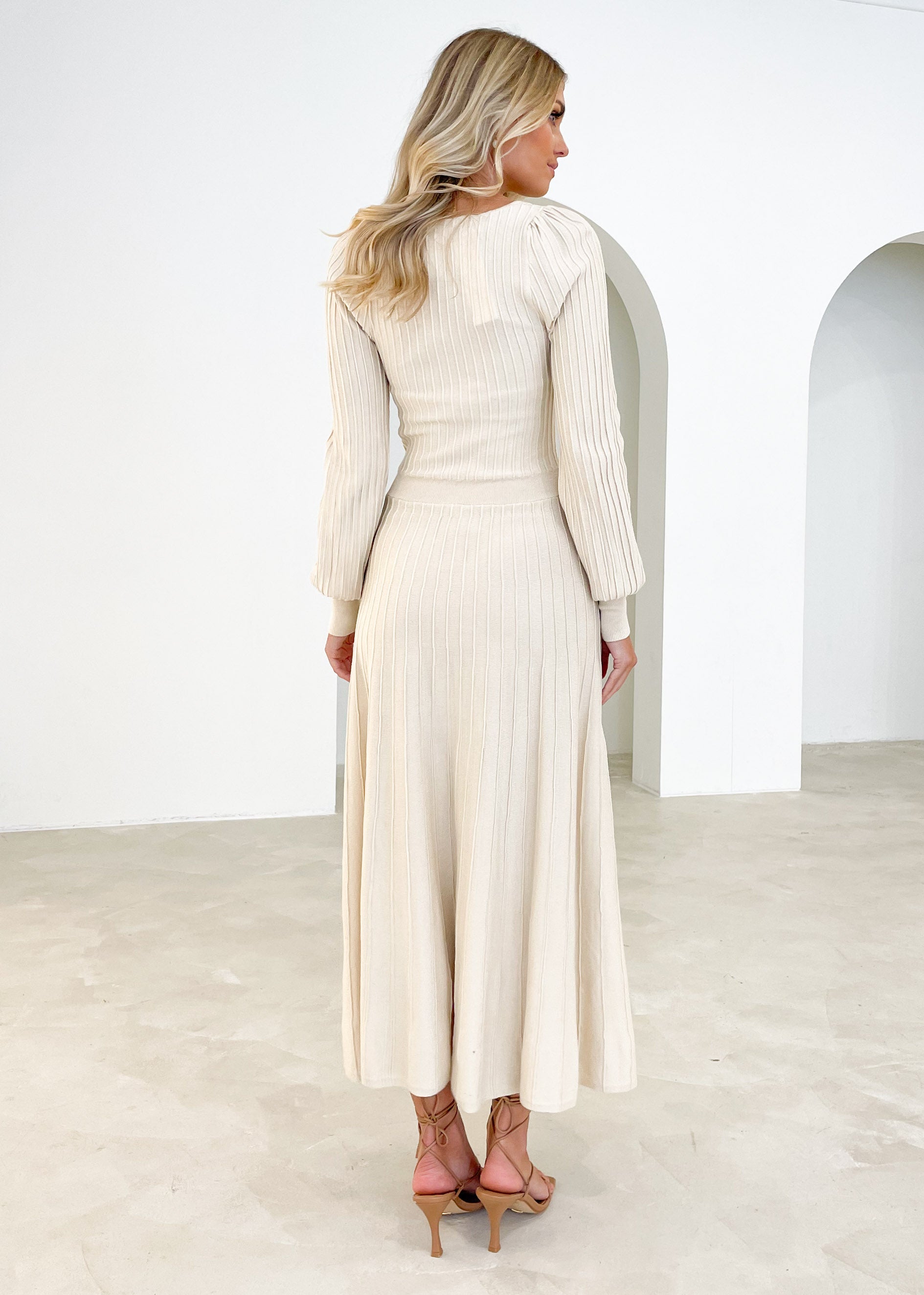 Abbia Knit Midi Dress - Beige
