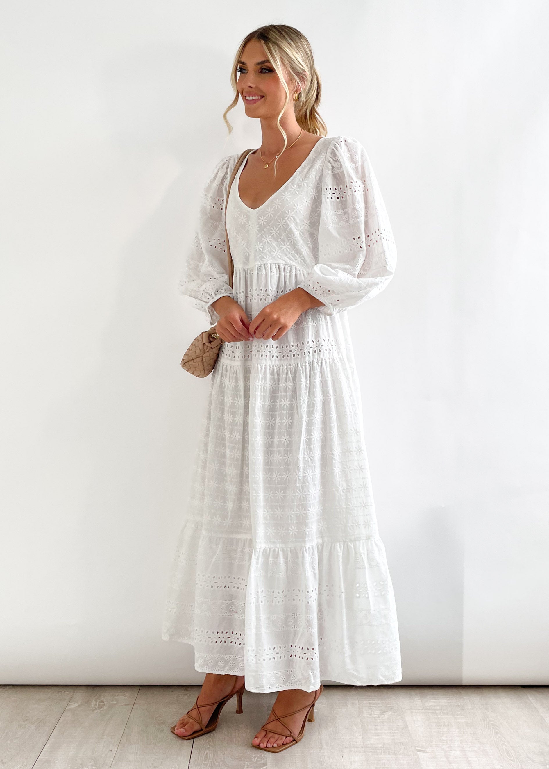 Kelsie Maxi Dress - White Anglaise