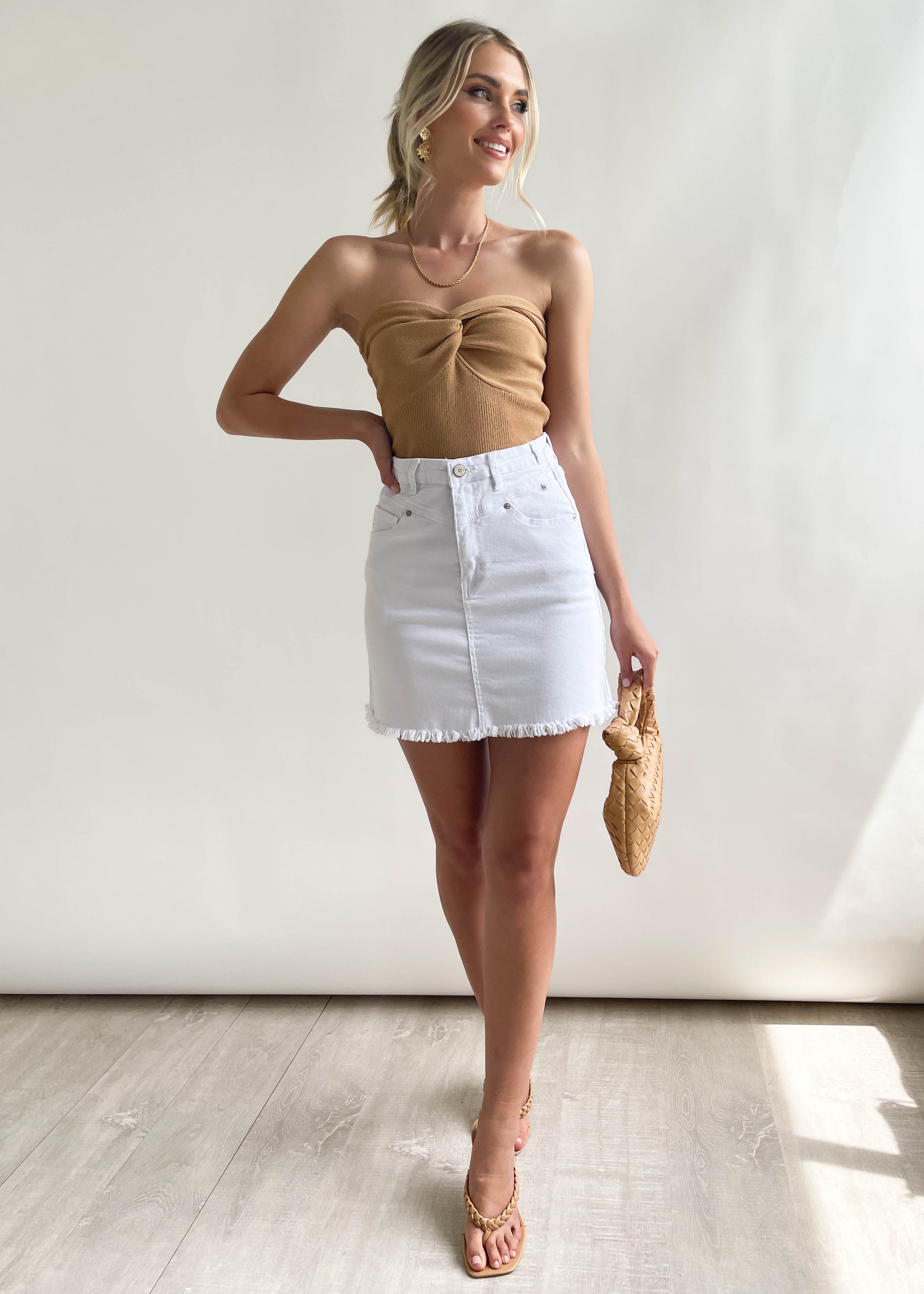 Beckah Denim Skirt - Off White