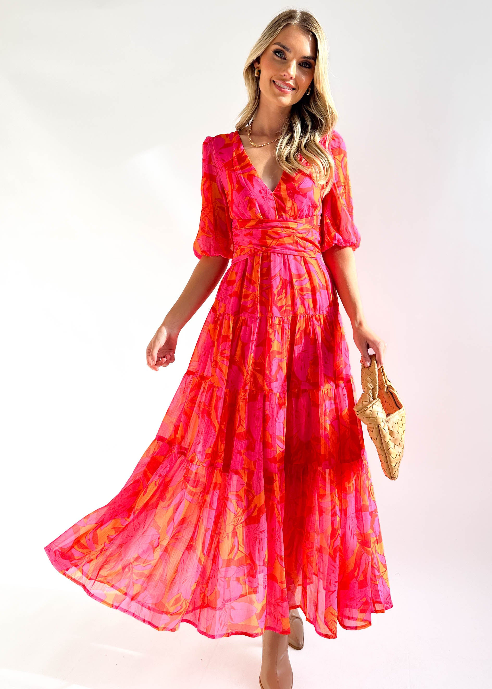 Catana Maxi Dress - Tangerine Floral