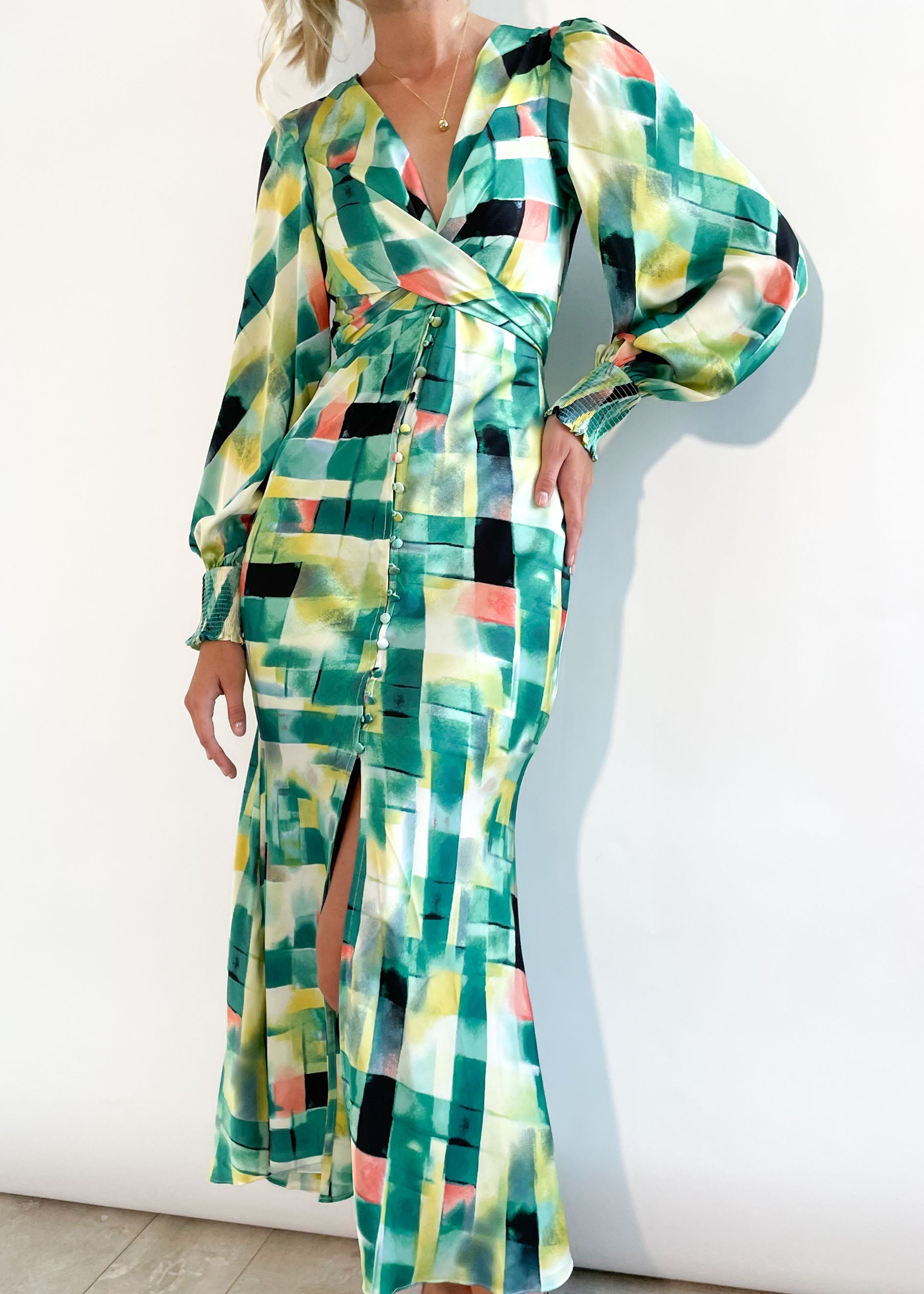 Alexah Maxi Dress - Green Geo