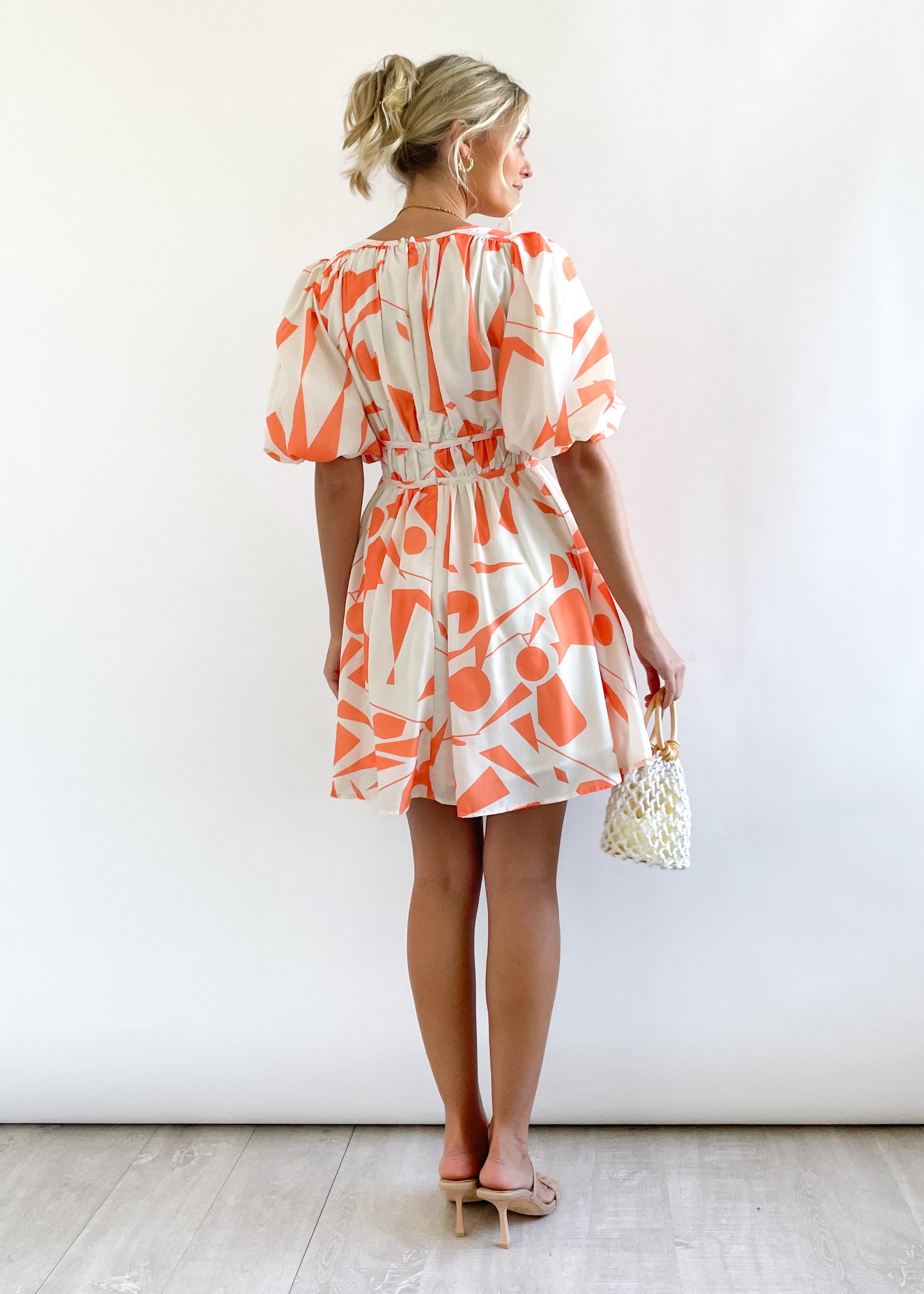 Norah Dress - Orange Geo
