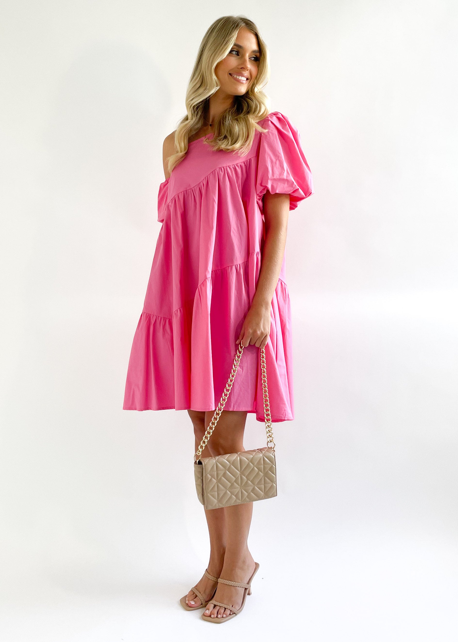 Ariah One Shoulder Dress - Pink