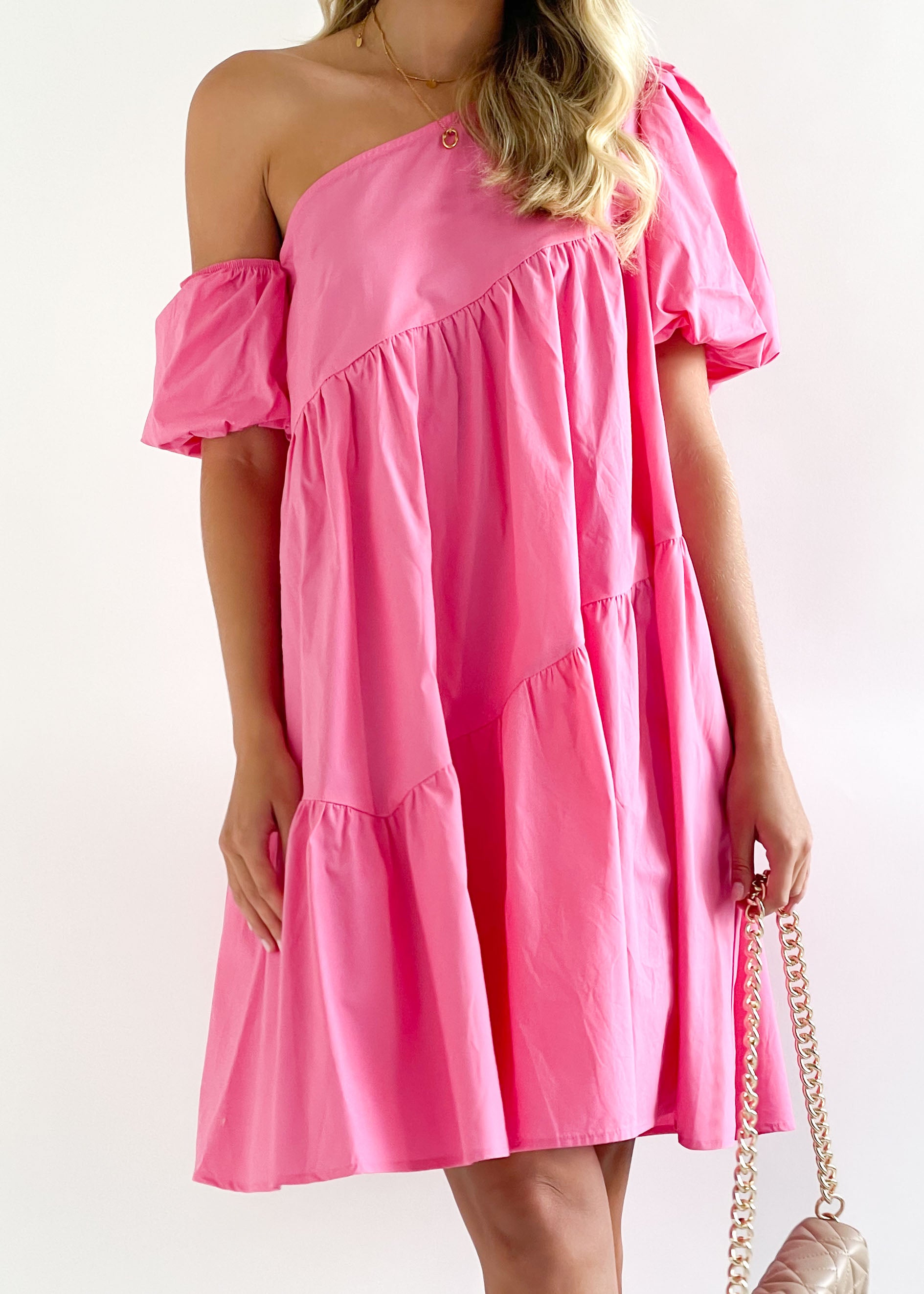 Ariah One Shoulder Dress - Pink