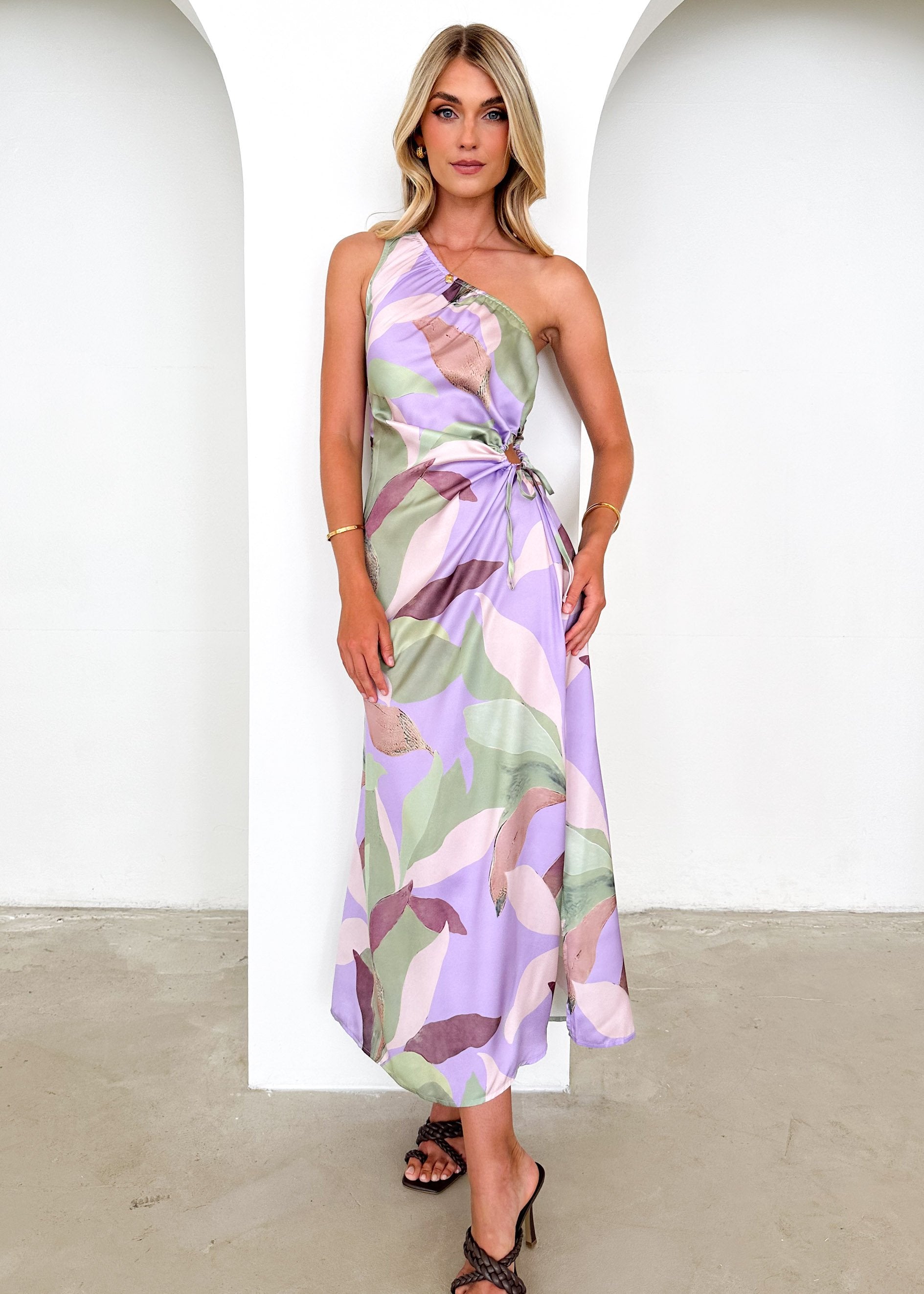 Untro One Shoulder Midi Dress - Lilac Calypso
