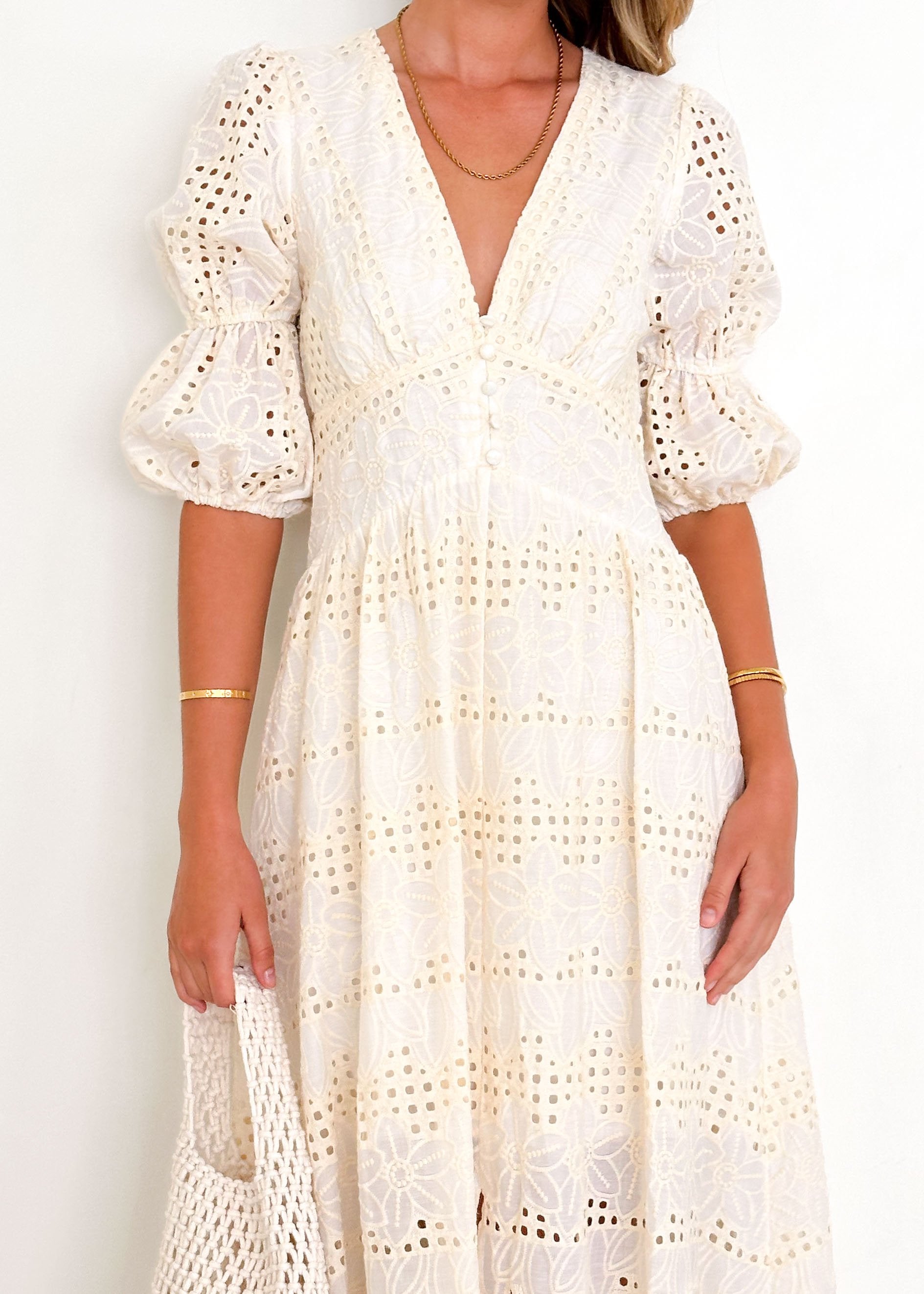 Obella Maxi Dress - White Anglaise