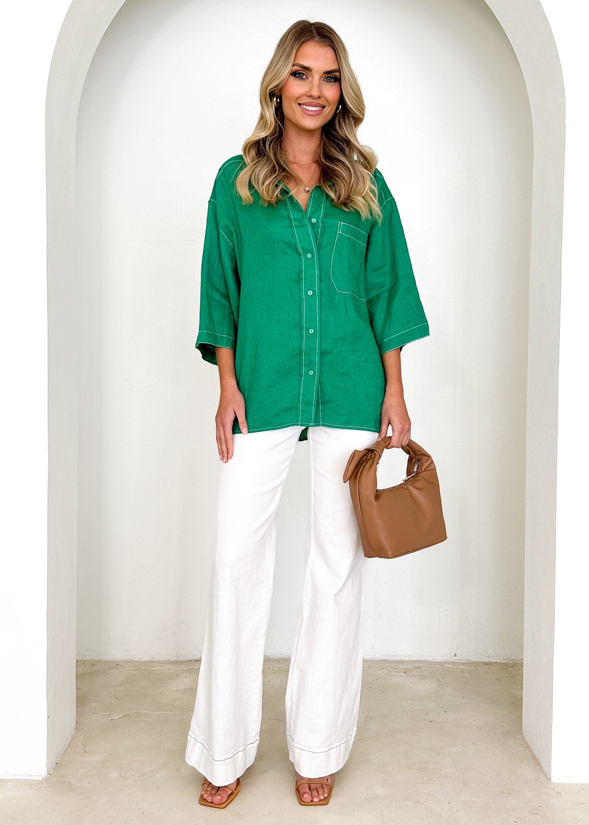 Tallulah Linen Shirt - Green