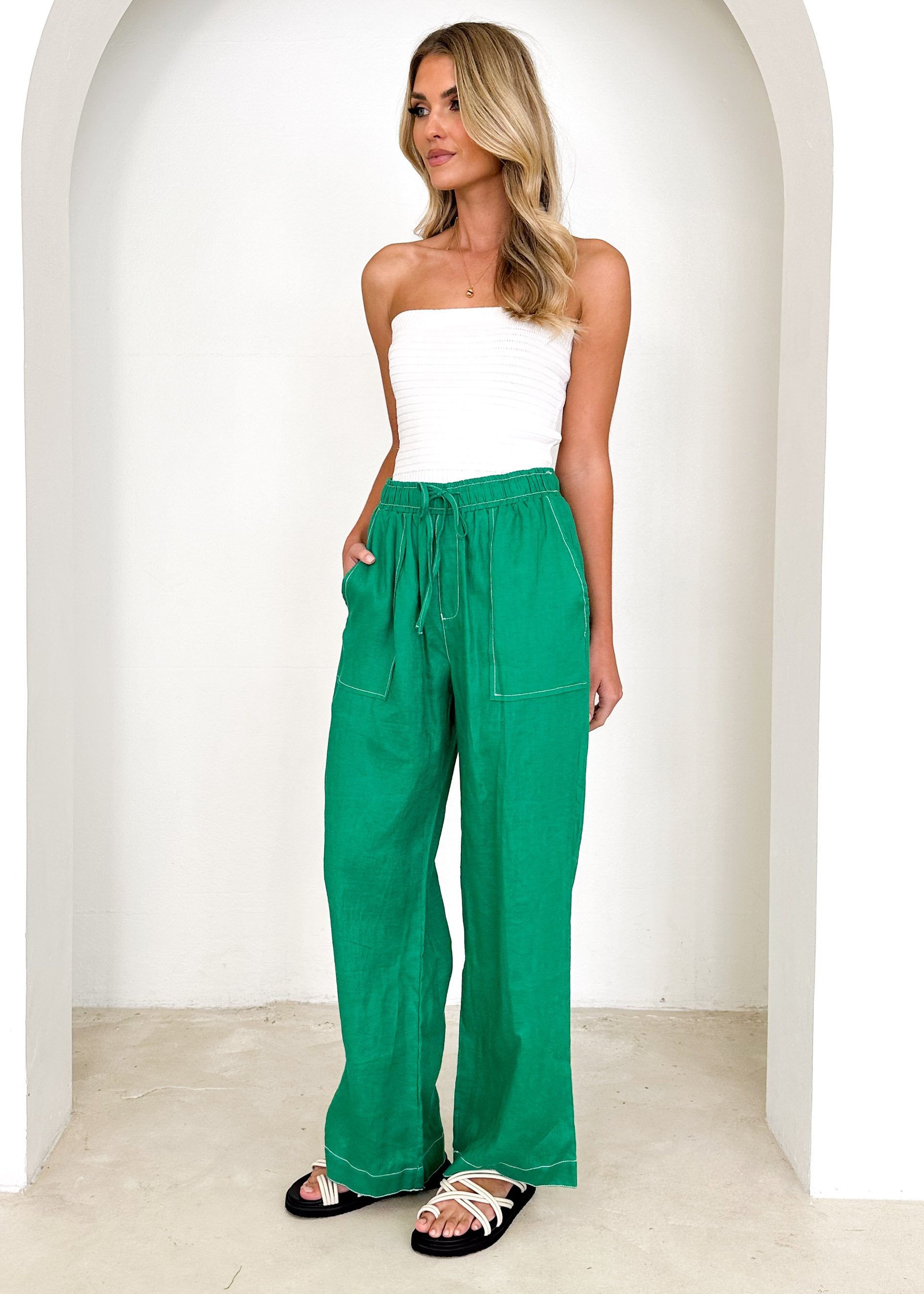 Tallulah Linen Pants - Green