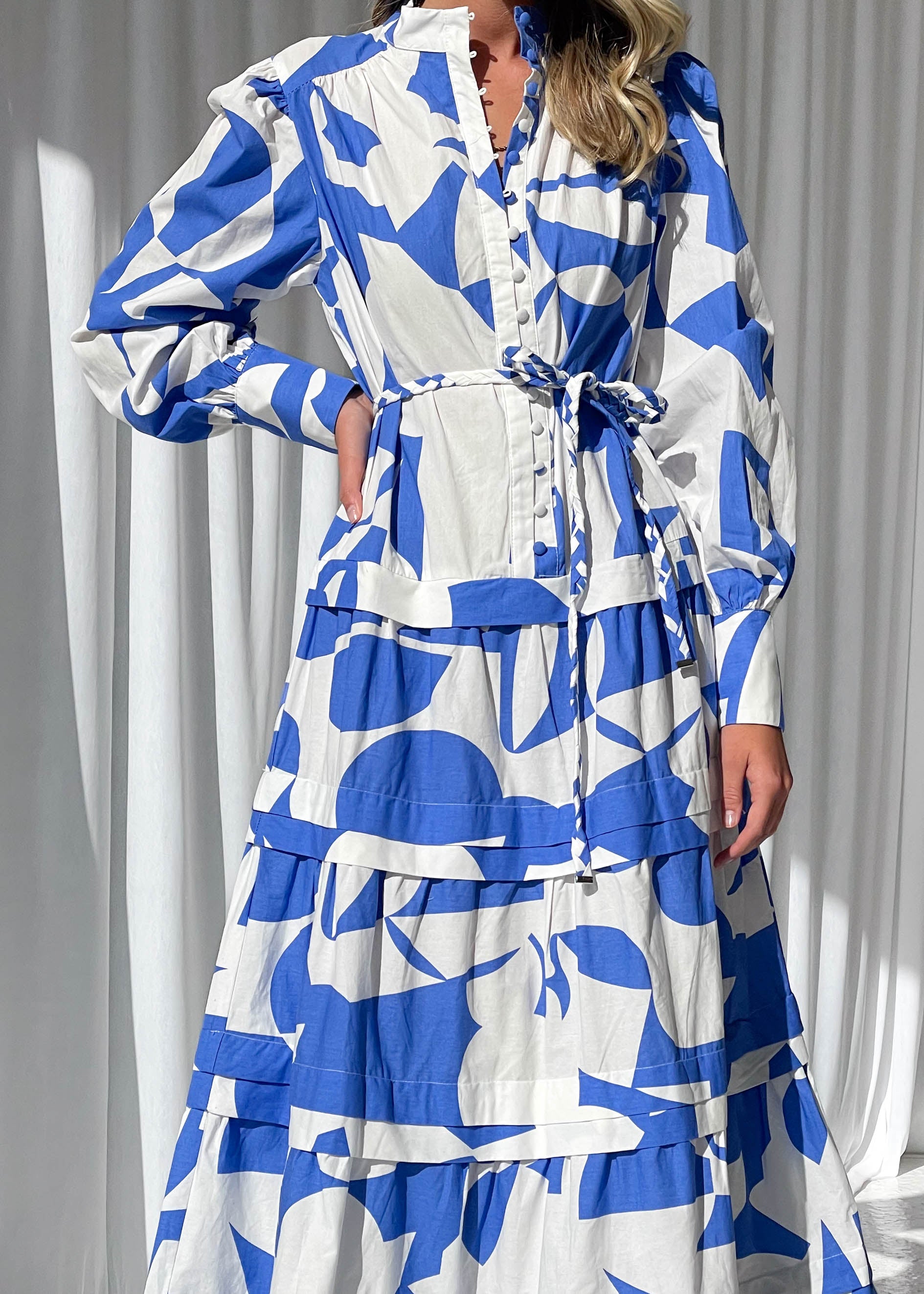 Gazel Midi Dress - Blue Geo