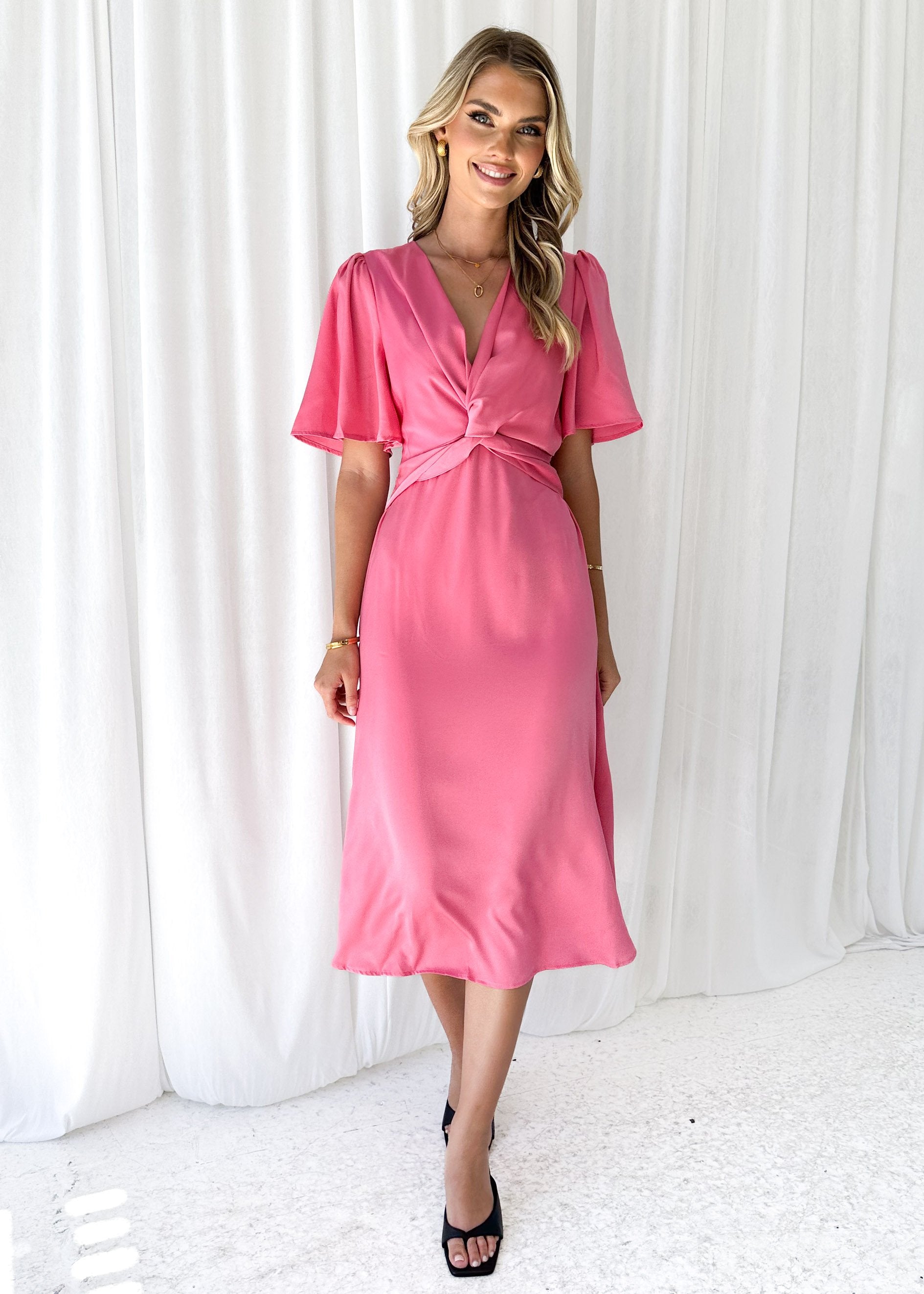 Dario Midi Dress - Hot Pink