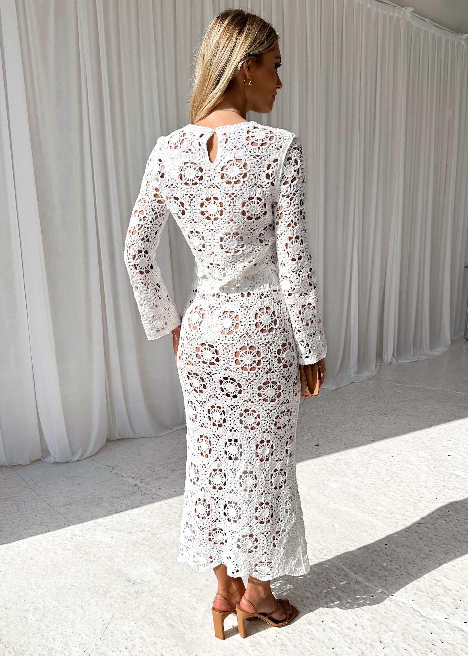 Lory Crochet Maxi Skirt - Off White