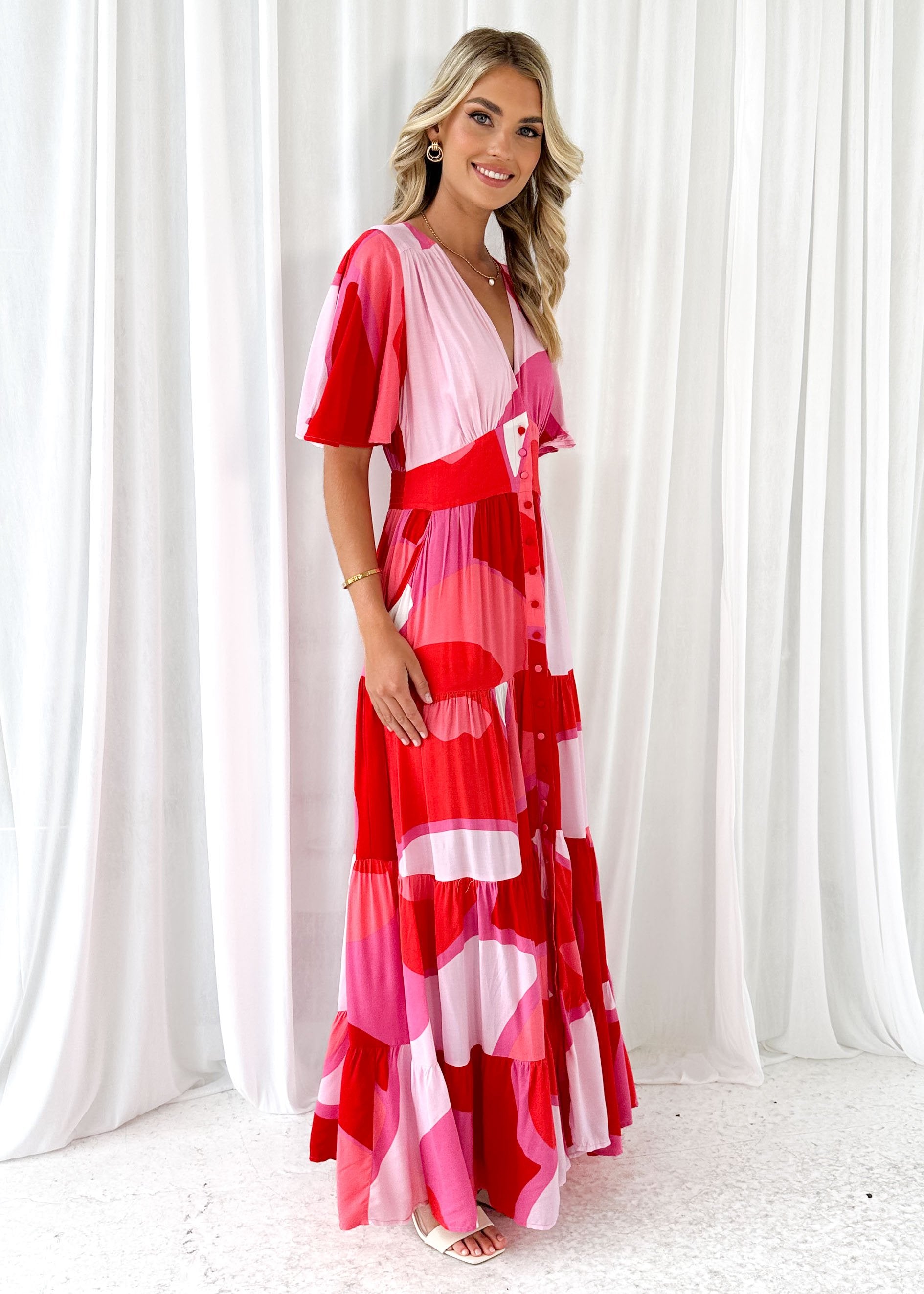 Ridger Maxi Dress - Pink Abstract