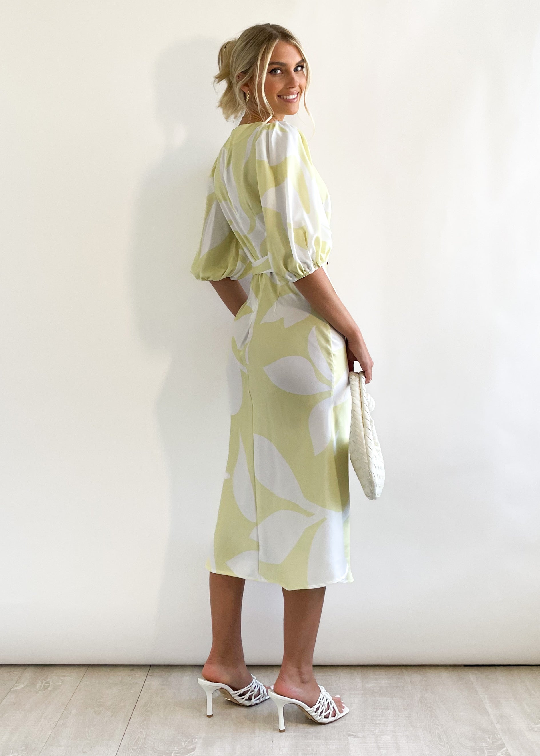 Aysie Midi Dress - Lemon Leaf
