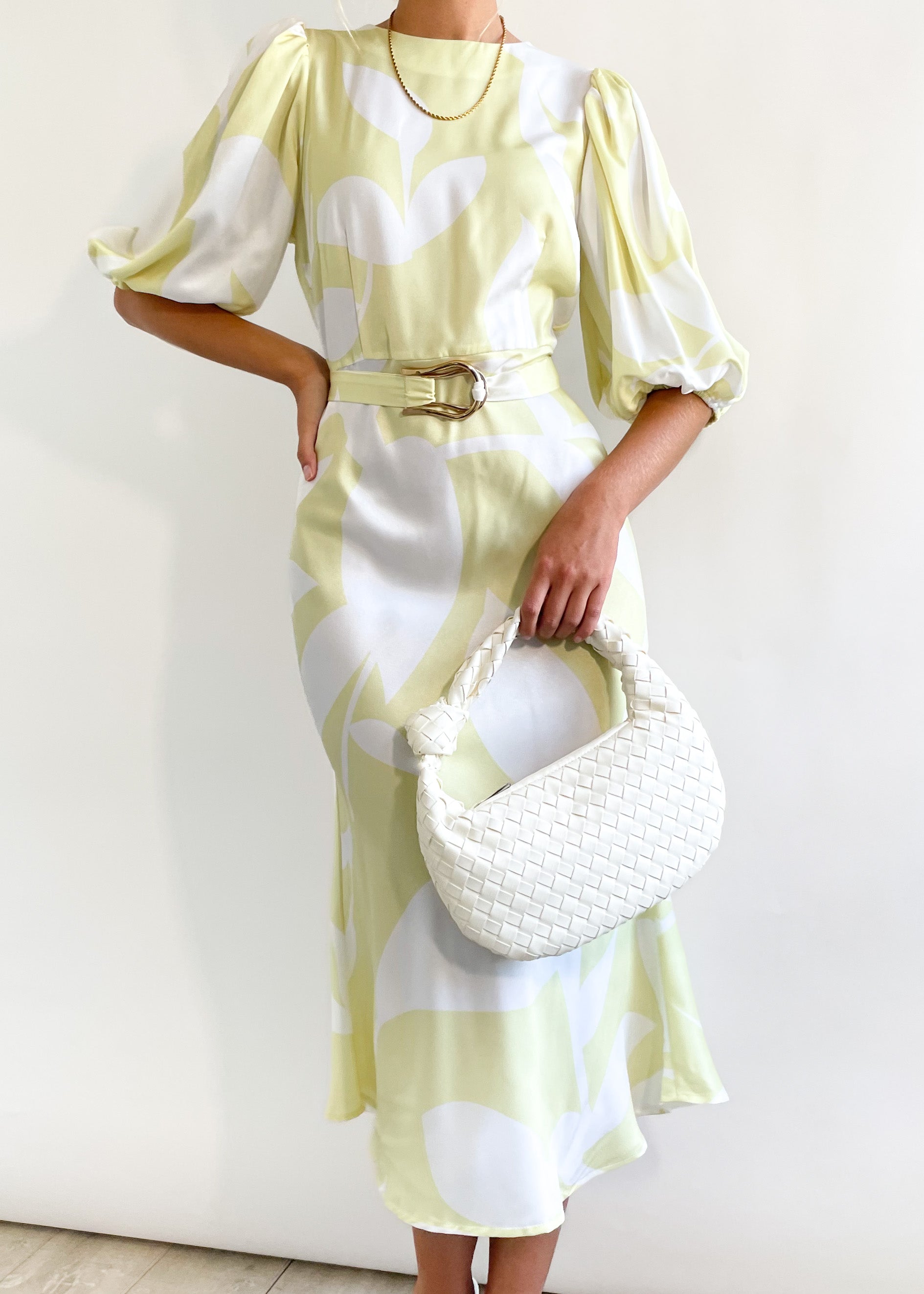 Aysie Midi Dress - Lemon Leaf