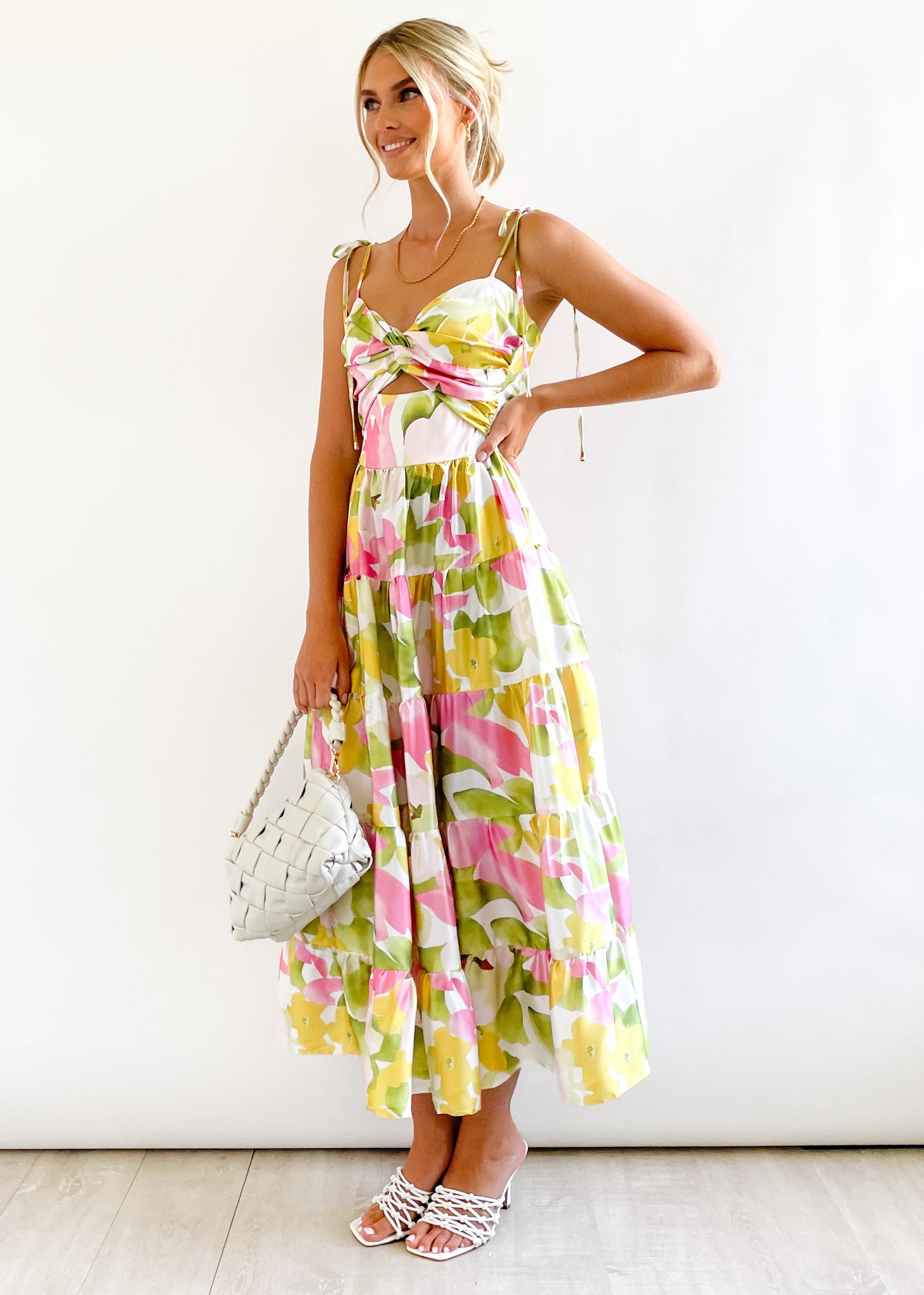 Claudella Maxi Dress - Olive Floral