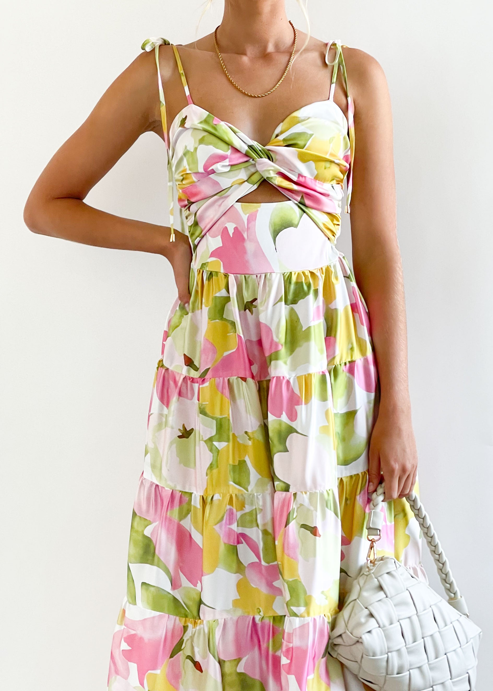 Claudella Maxi Dress - Olive Floral
