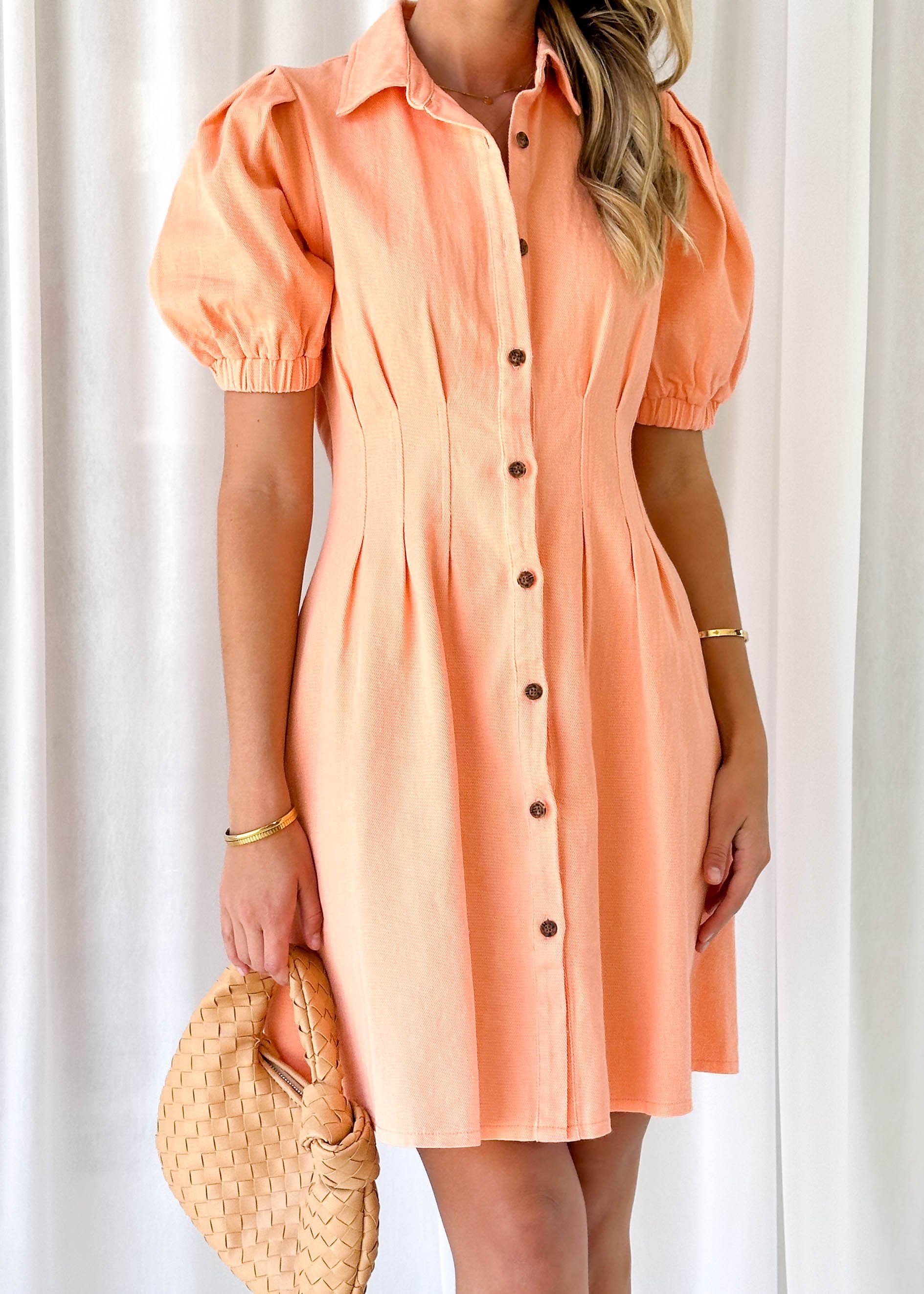 Shauna Denim Dress - Orange